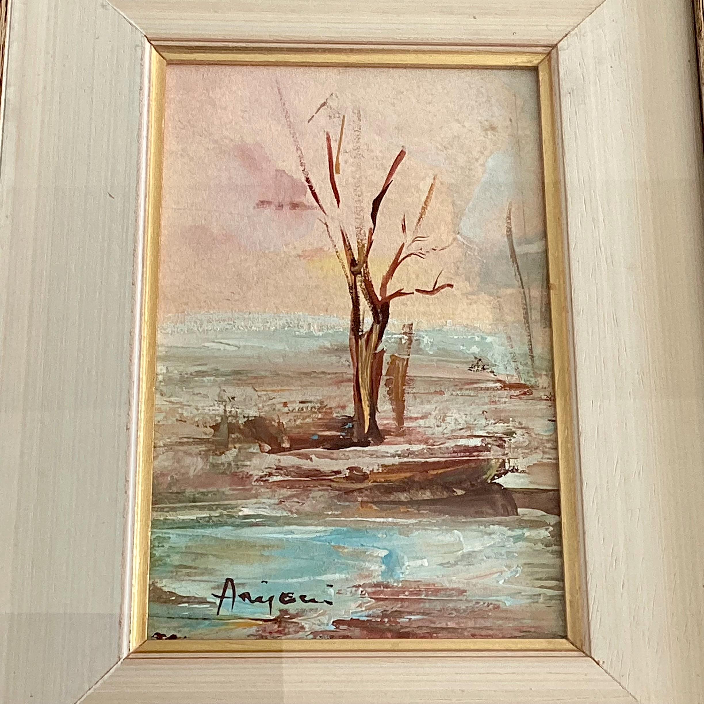 Painting Landscape Annigoni Tempera Miniature Italian Signed 1979 Framed Original Artwork — photo 7 of 11