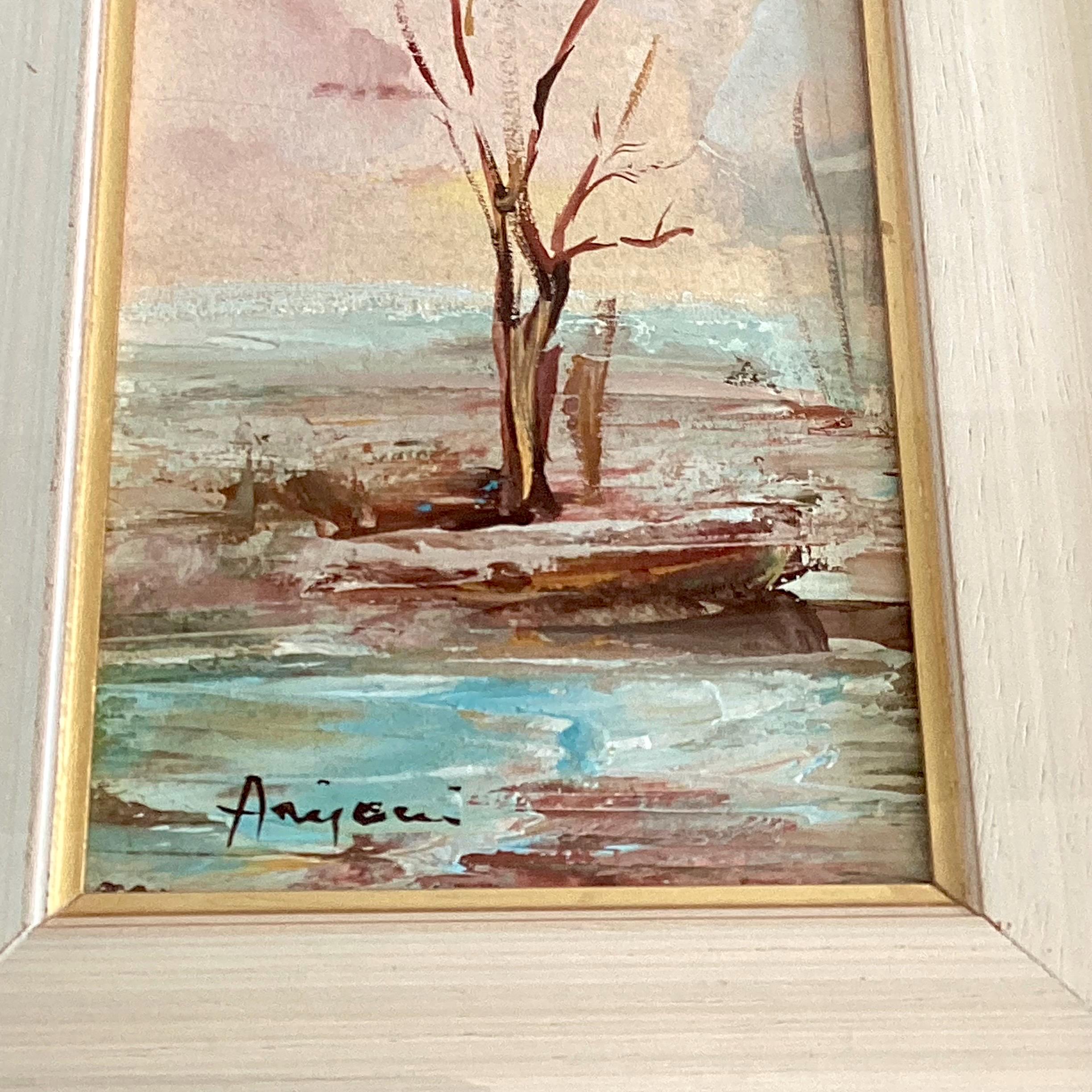 Painting Landscape Annigoni Tempera Miniature Italian Signed 1979 Framed Original Artwork — photo 8 of 11