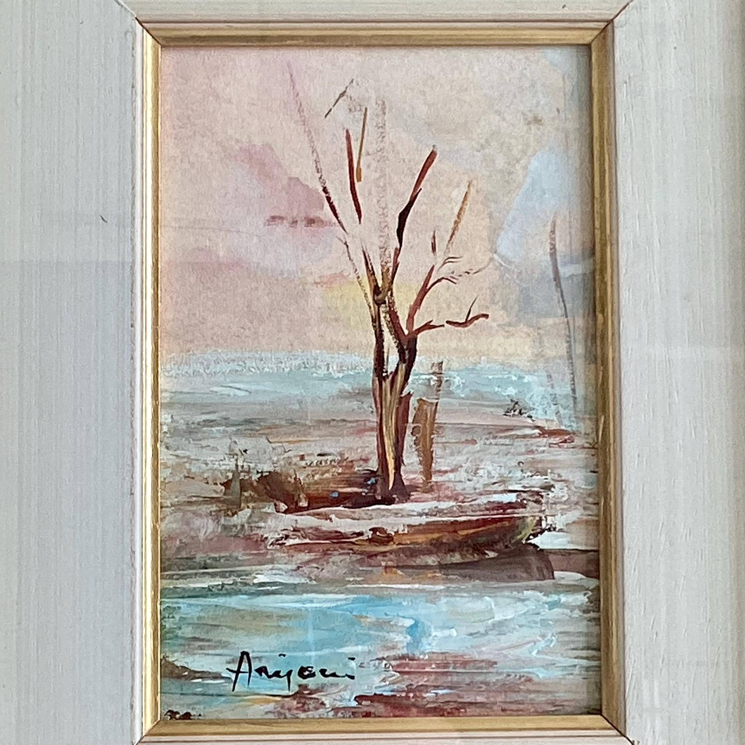 Painting Landscape Annigoni Tempera Miniature Italian Signed 1979 Framed Original Artwork — photo 9 of 11