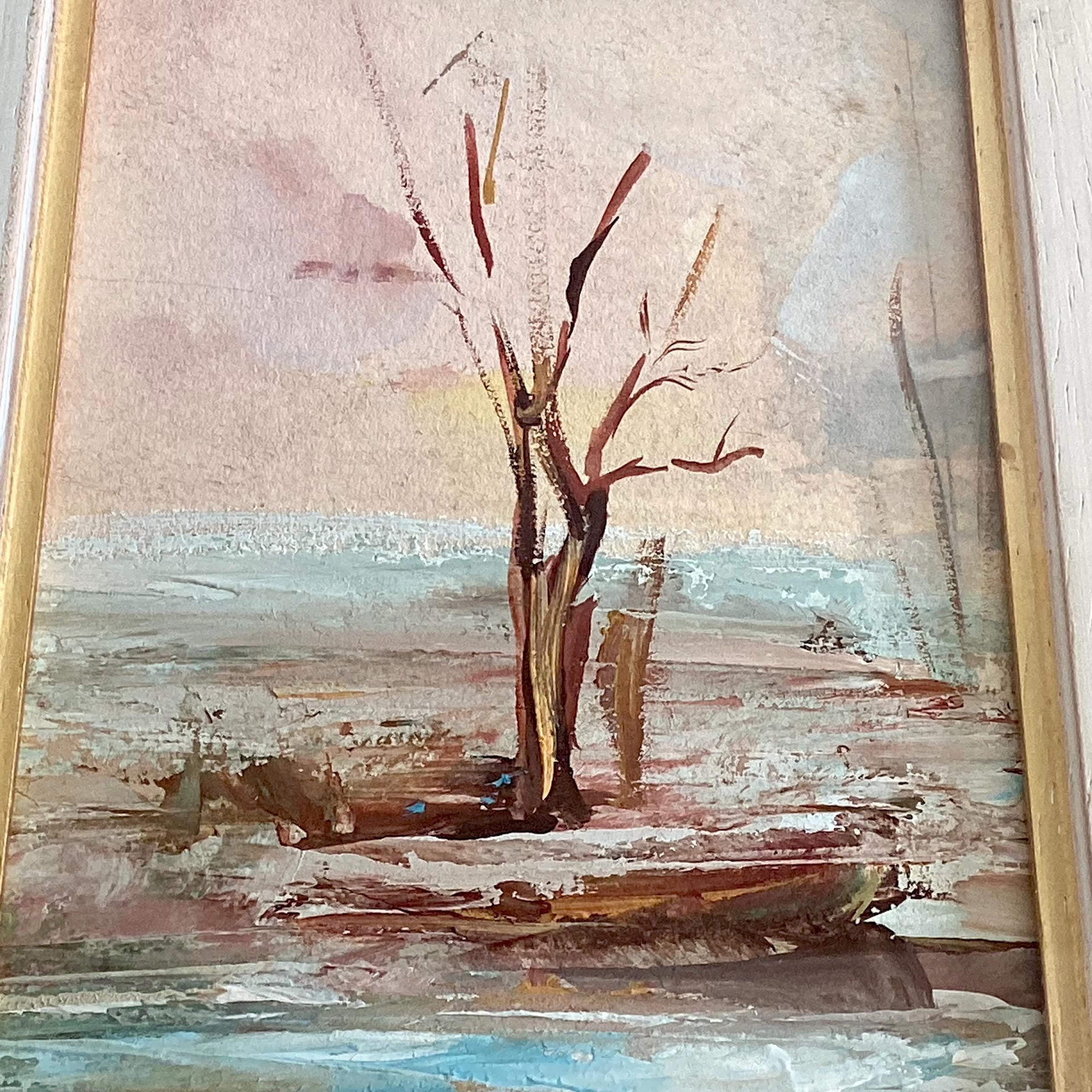 Painting Landscape Annigoni Tempera Miniature Italian Signed 1979 Framed Original Artwork — photo 10 of 11