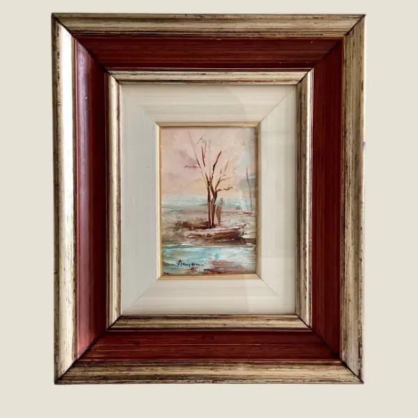 Painting Landscape Annigoni Tempera Miniature Italian Signed 1979 Framed Original Artwork