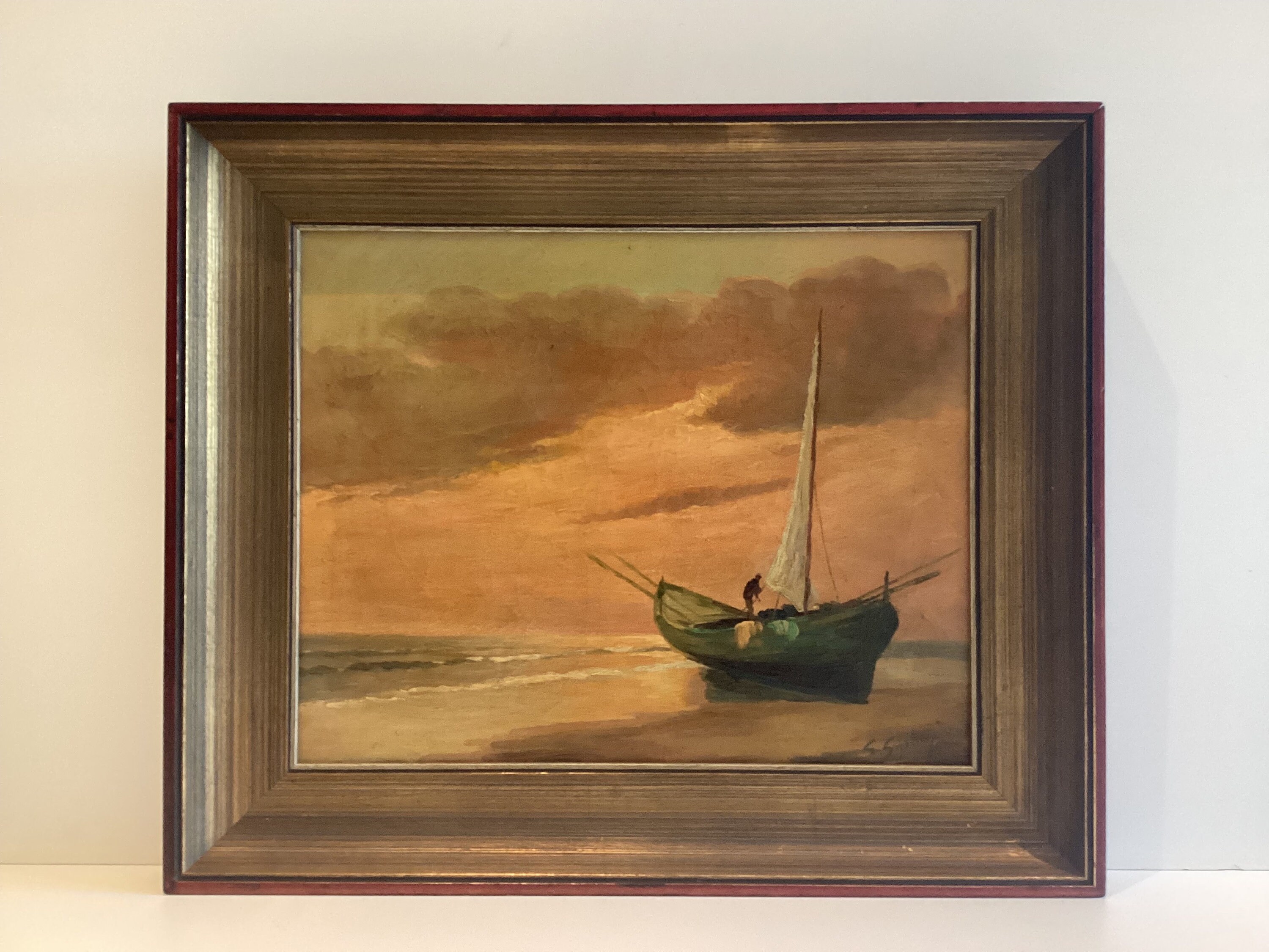 Antique Painting | G Sartori Italian Venice Seascape, Oil on Canvas — photo 2 of 9