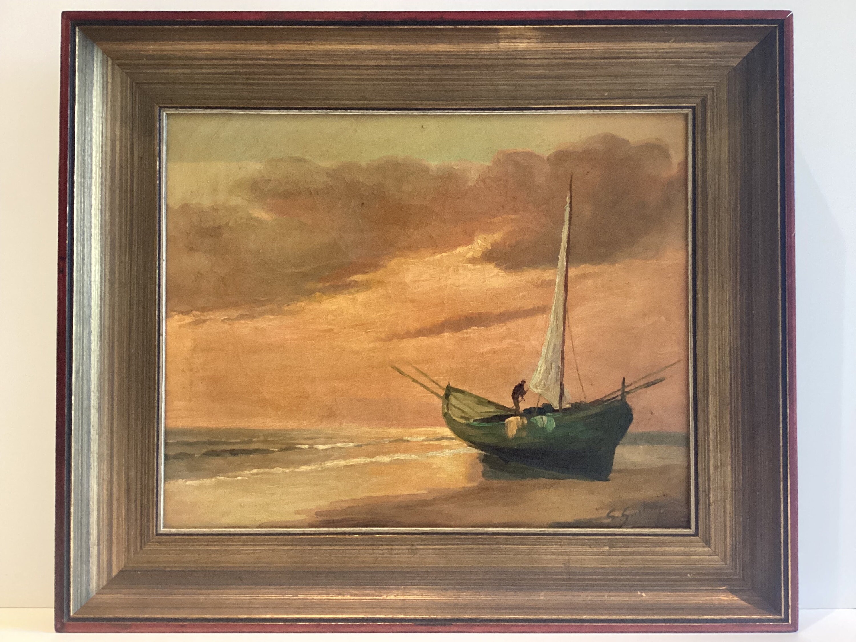 Antique Painting | G Sartori Italian Venice Seascape, Oil on Canvas — photo 3 of 9