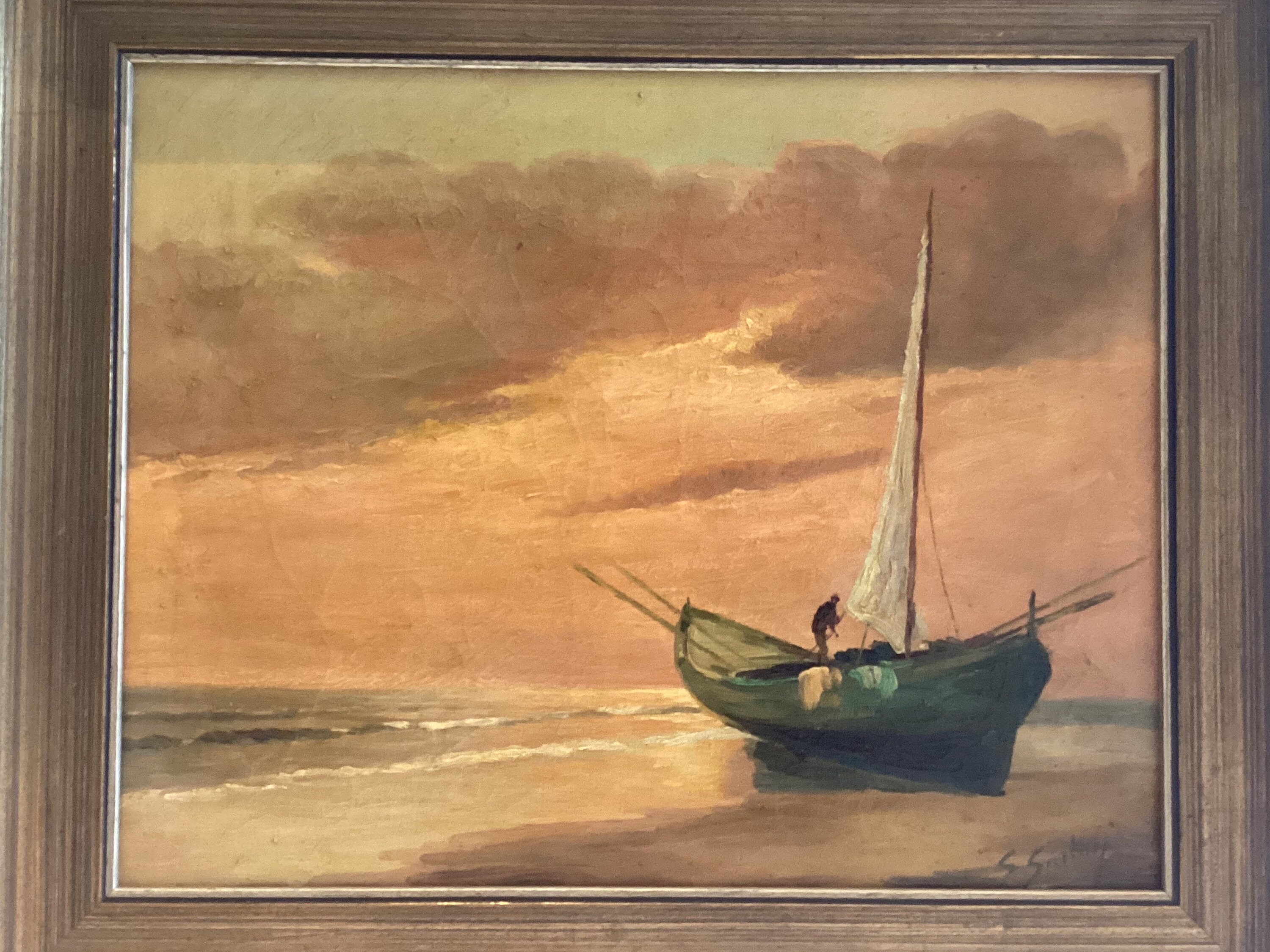 Antique Painting | G Sartori Italian Venice Seascape, Oil on Canvas — photo 4 of 9
