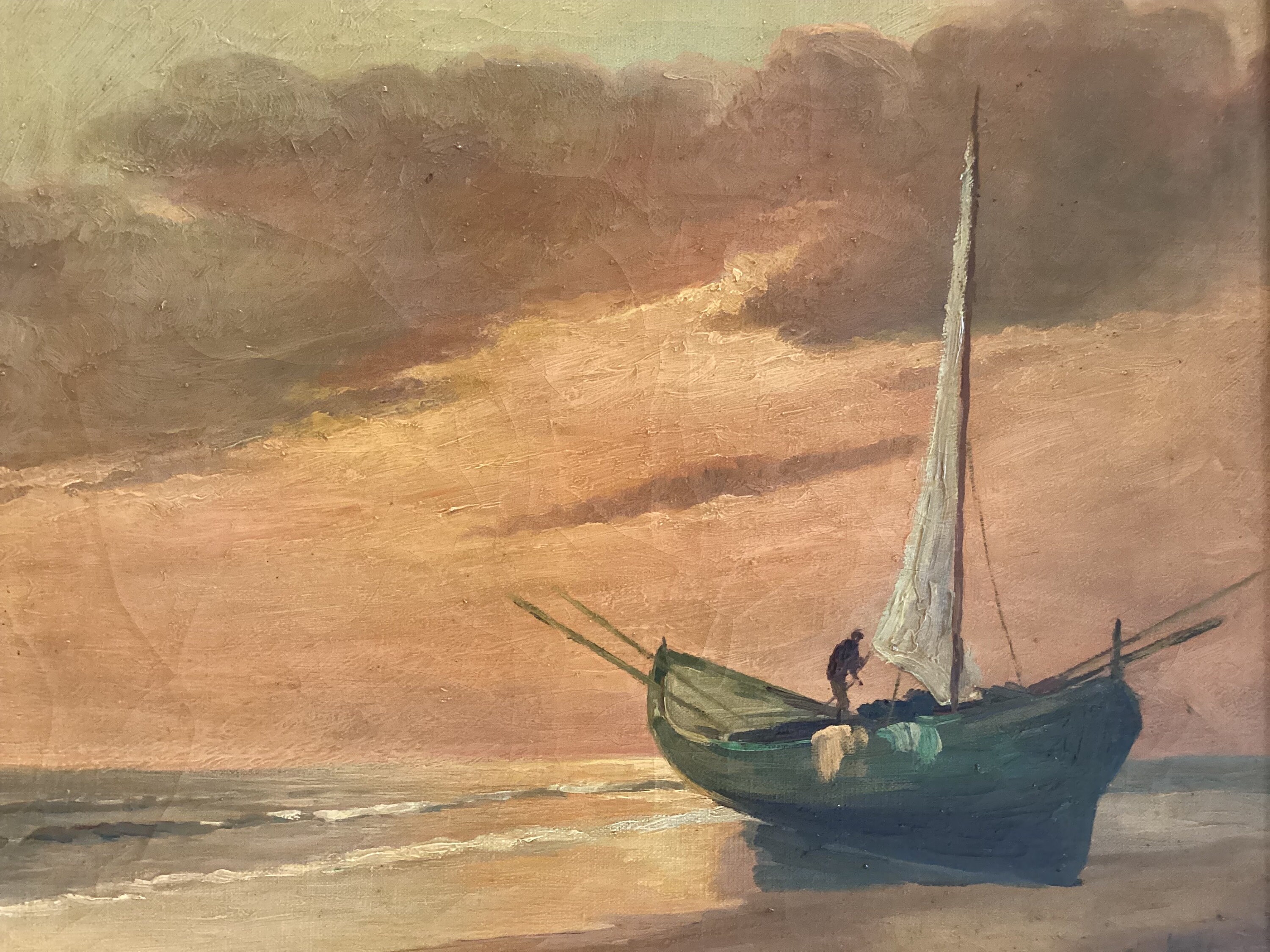 Antique Painting | G Sartori Italian Venice Seascape, Oil on Canvas — photo 6 of 9