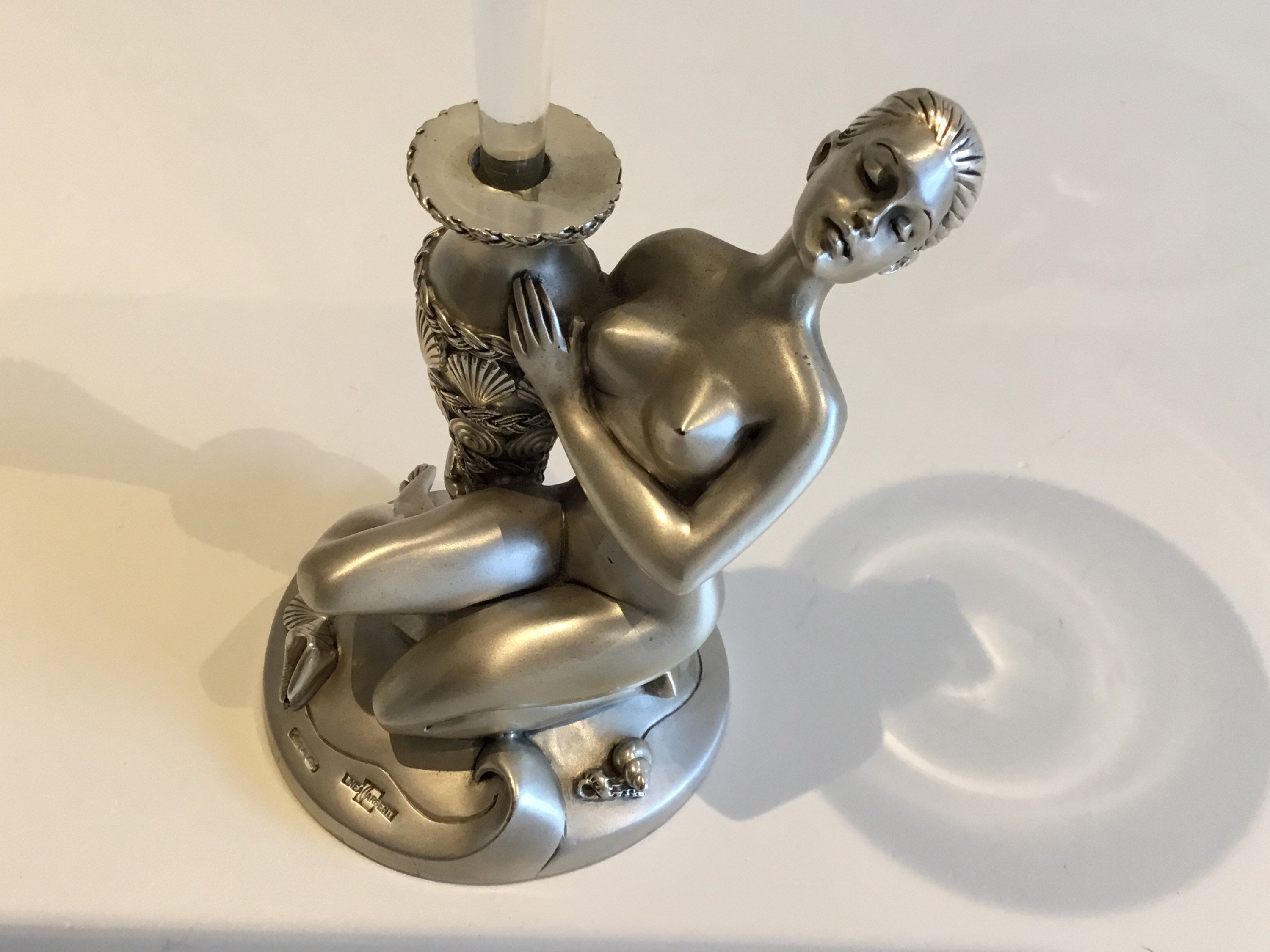 Vintage Candle Holder | Linea Argenti Italy 1990s, Silver Plated with Crystal Luxury — photo 4 of 8