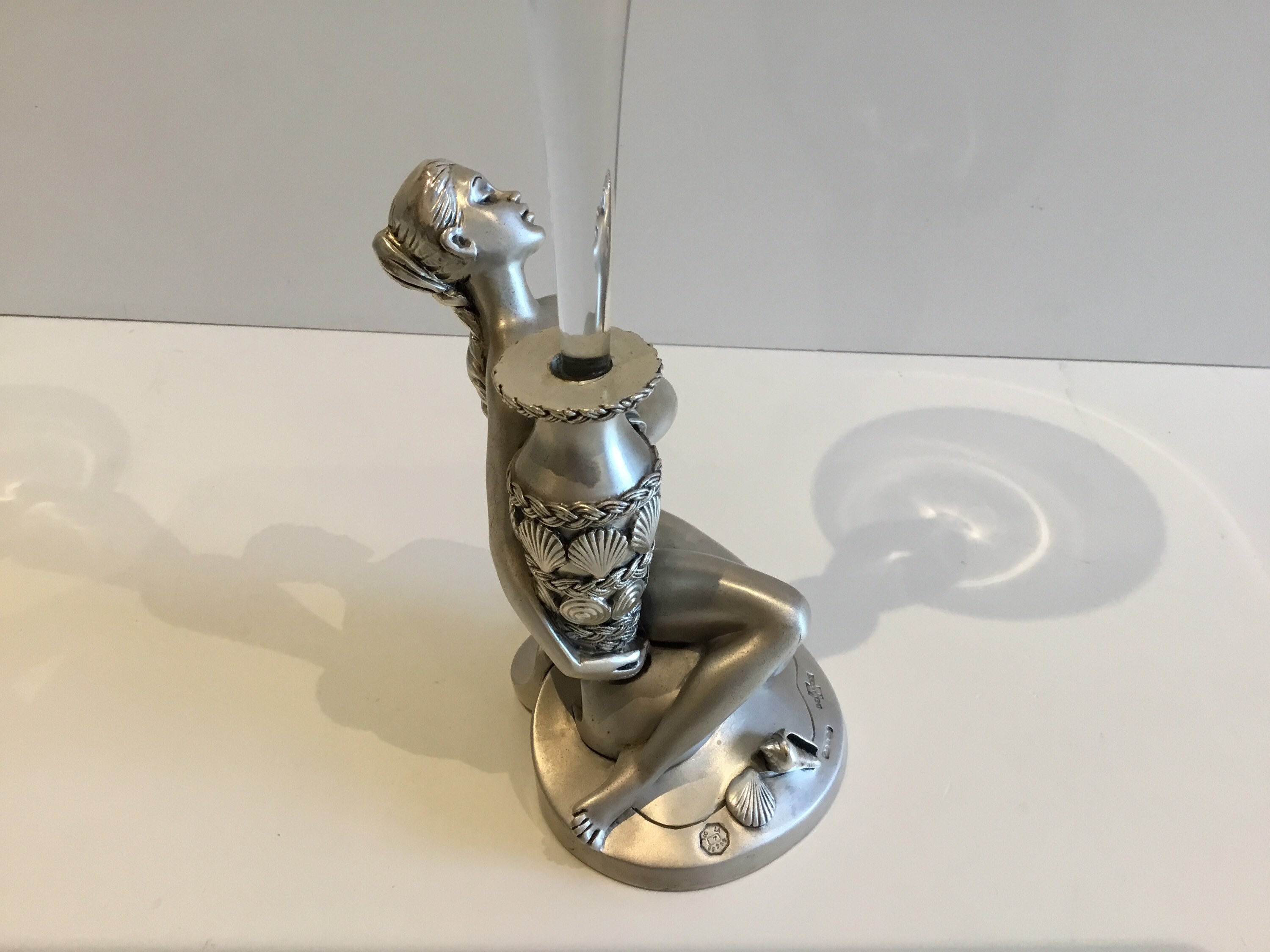 Vintage Candle Holder | Linea Argenti Italy 1990s, Silver Plated with Crystal Luxury — photo 5 of 8