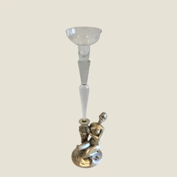 Vintage Candle Holder | Linea Argenti Italy 1990s, Silver Plated with Crystal Luxury