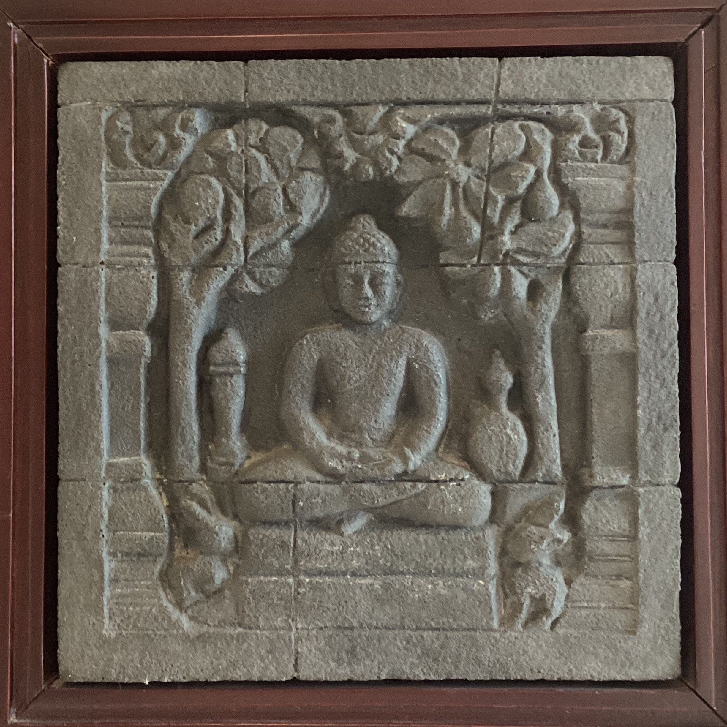 Collectible Sculpture | Borobudur Temple Altar Decor, Relief Stone Vintage Art — photo 4 of 5