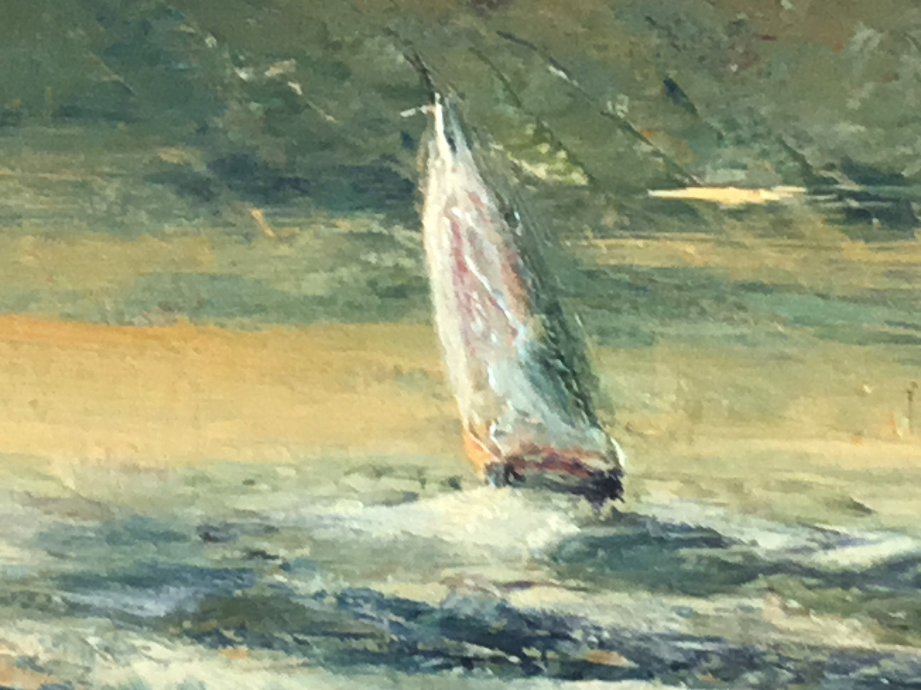 Vintage Seascape Painting | 1950s Italian Marine Art, Bold Color Contrast Signed — photo 5 of 11