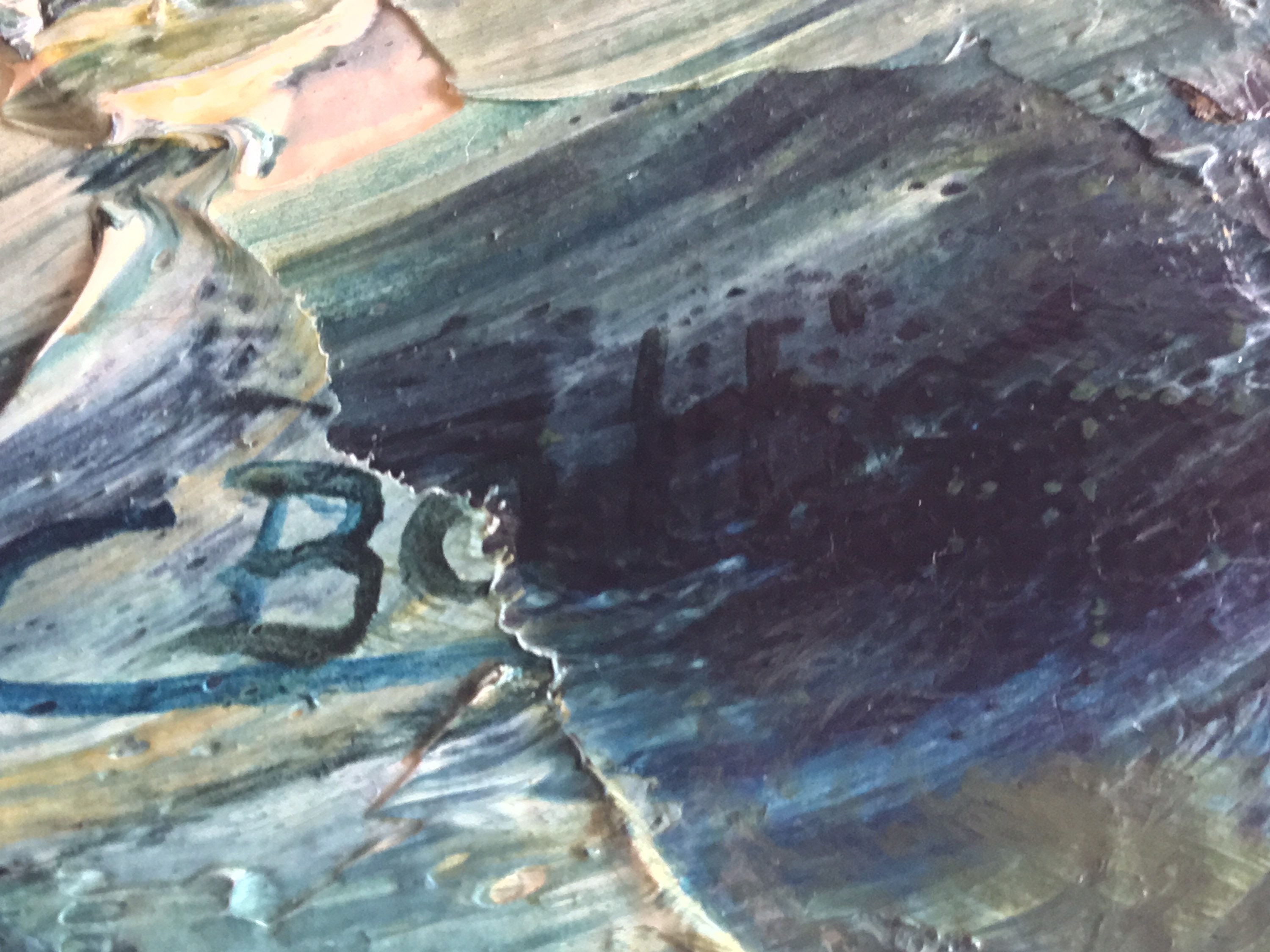 Vintage Seascape Painting | 1950s Italian Marine Art, Bold Color Contrast Signed — photo 7 of 11