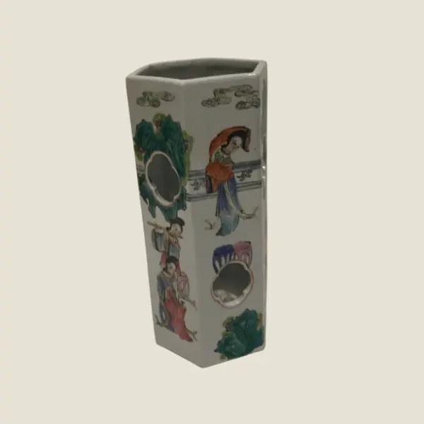 Chinese Porcelain | Hexagonal Hat Stand Qing Dynasty Hand-Painted (Late 1800s)