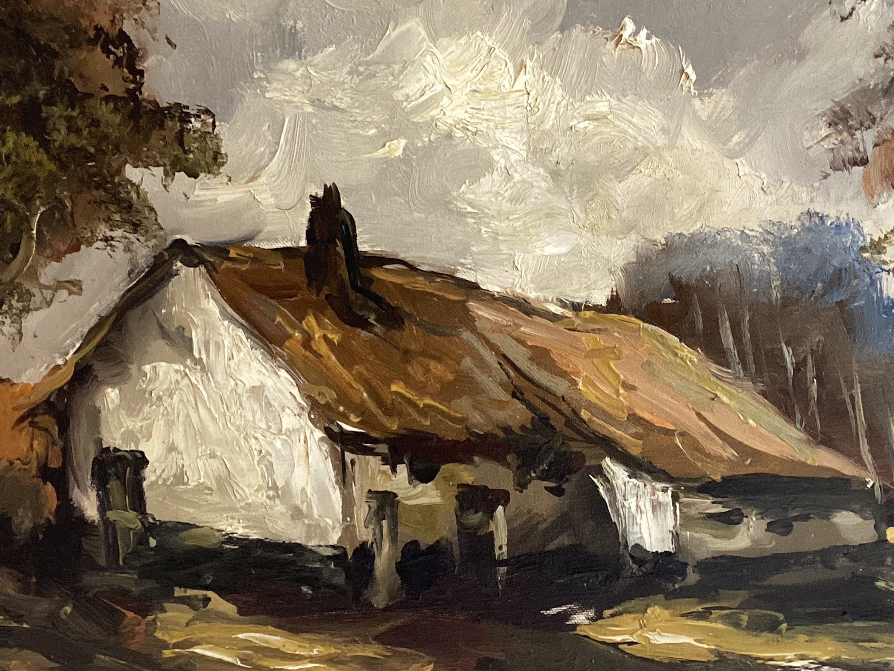 Vintage Landscape Painting | Emile Lammers Signed Oil 1940s, Belgian Country House Art — photo 6 of 8