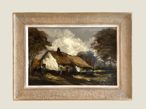 Vintage Landscape Painting | Emile Lammers Signed Oil 1940s, Belgian Country House Art