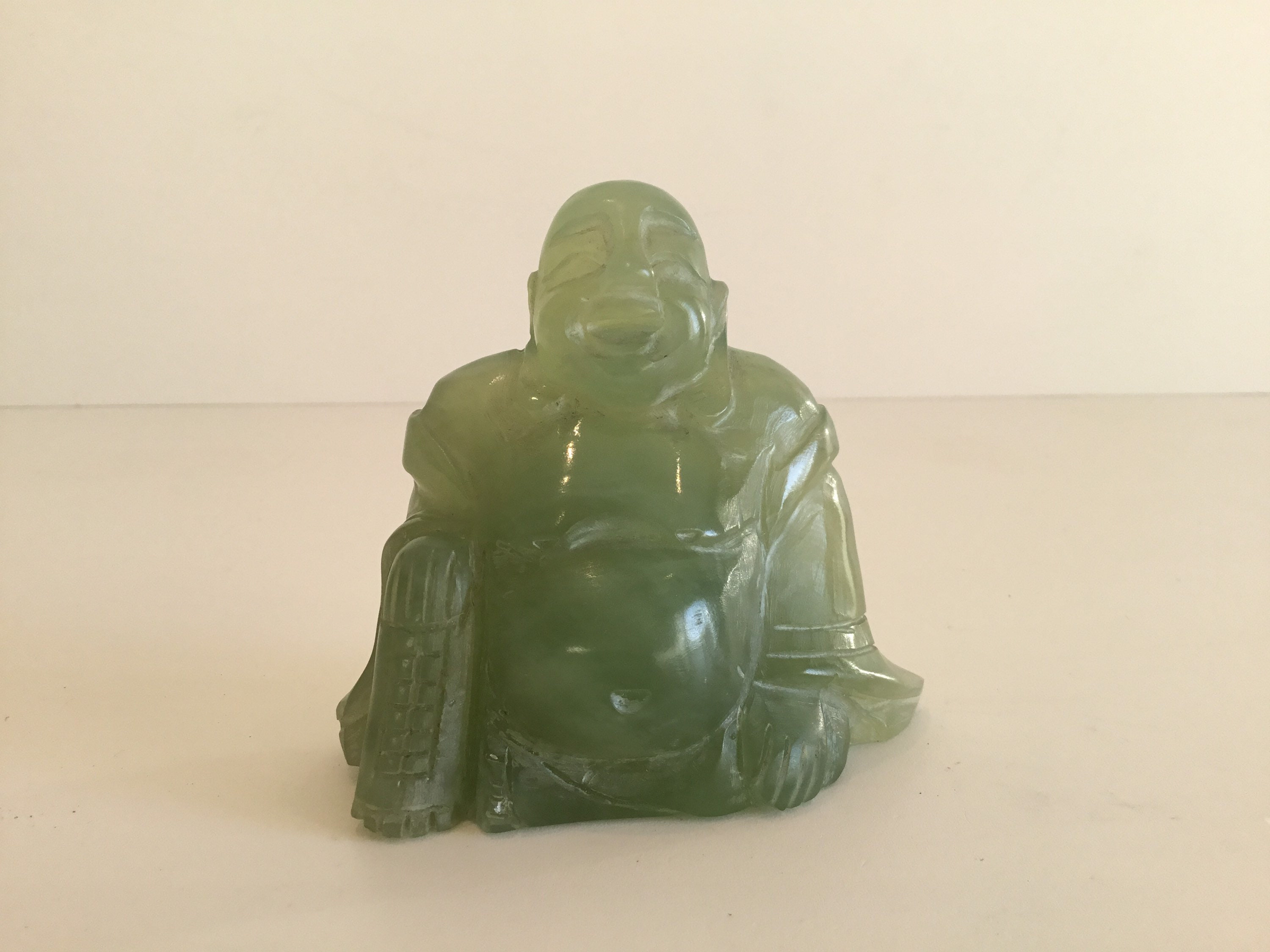 Buddha Sculpture in Serpentine Stone (1950s) Hand-Carved Chinese Figurine — photo 2 of 8