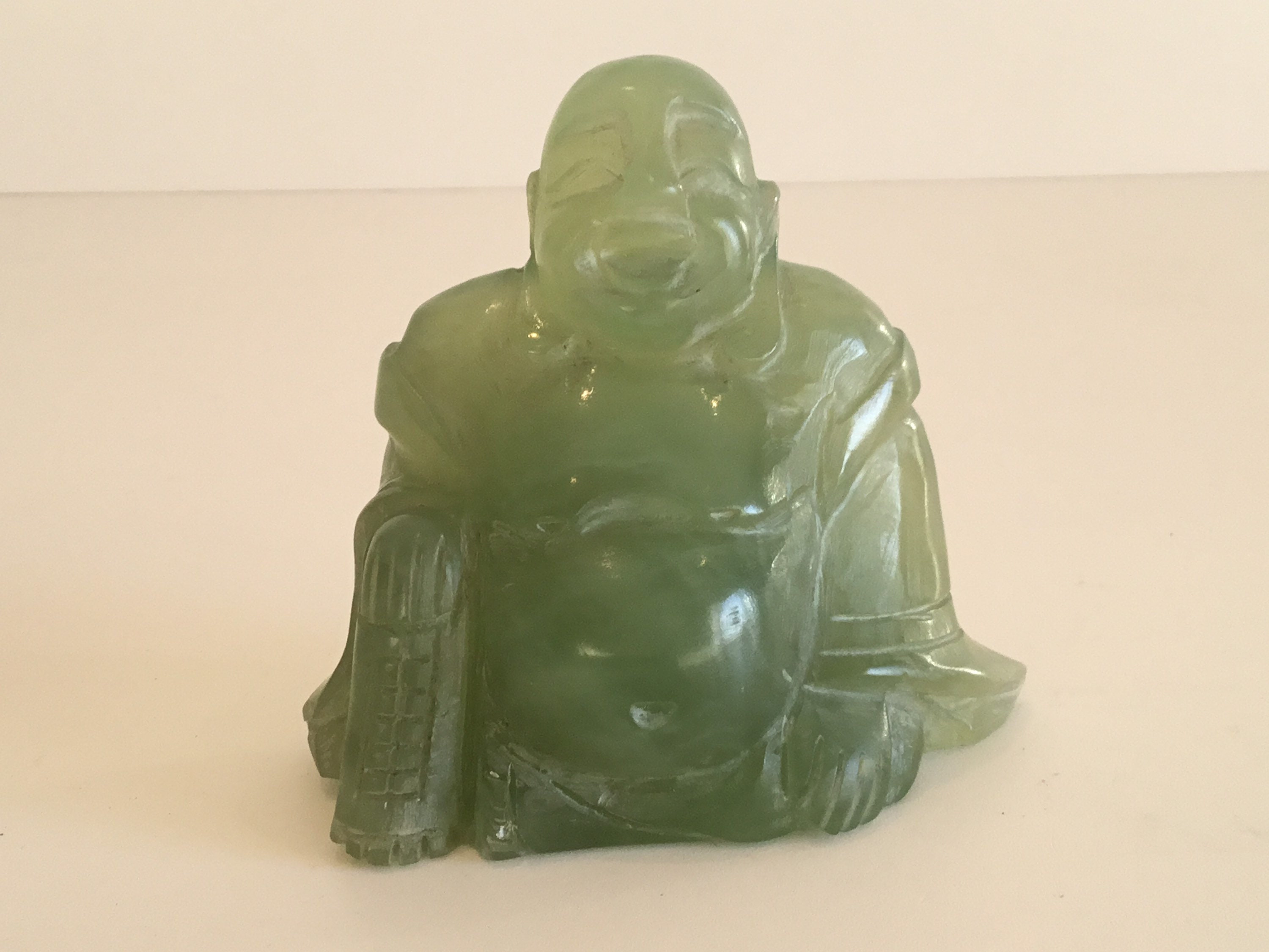 Buddha Sculpture in Serpentine Stone (1950s) Hand-Carved Chinese Figurine — photo 3 of 8