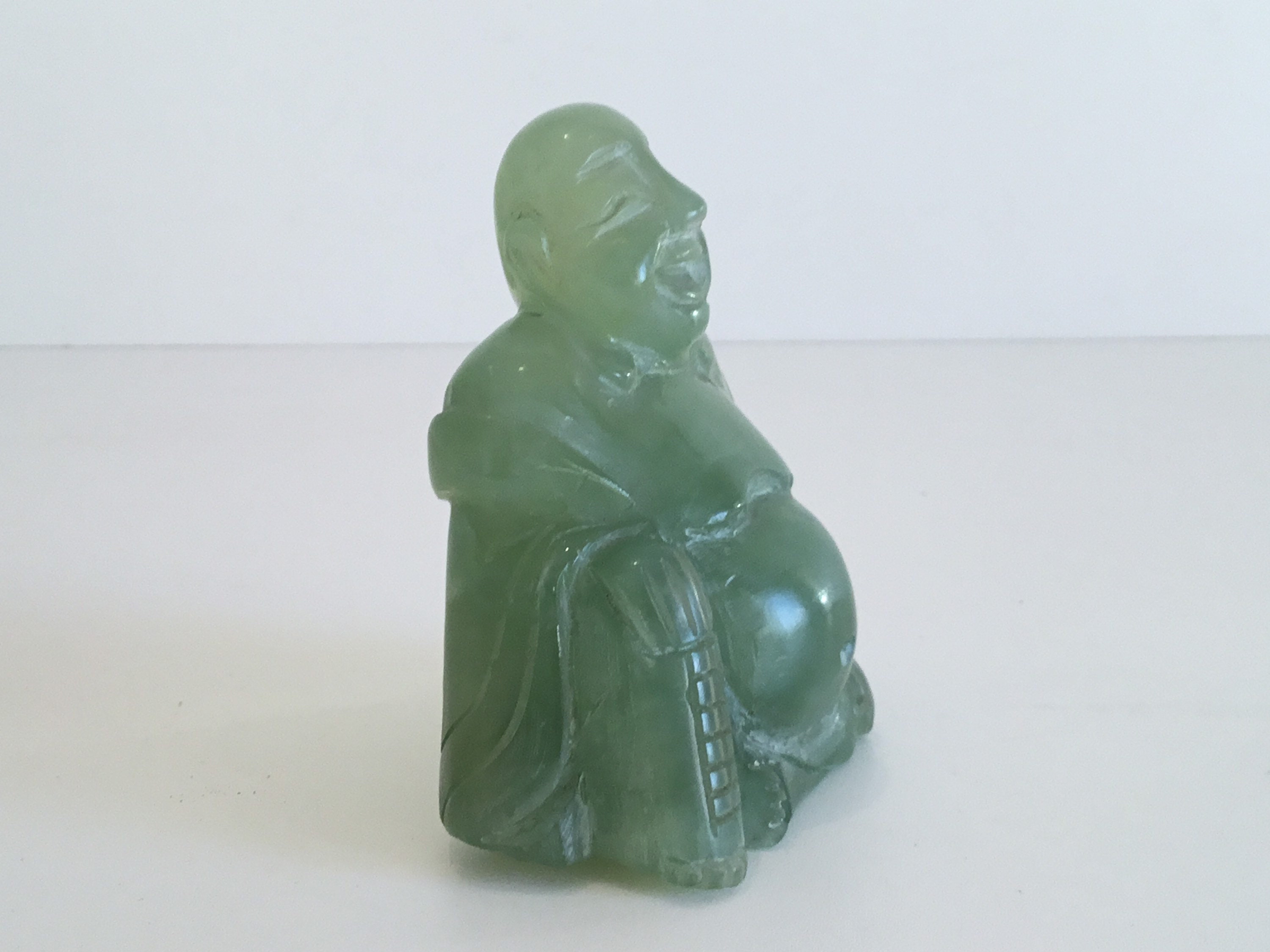 Buddha Sculpture in Serpentine Stone (1950s) Hand-Carved Chinese Figurine — photo 4 of 8