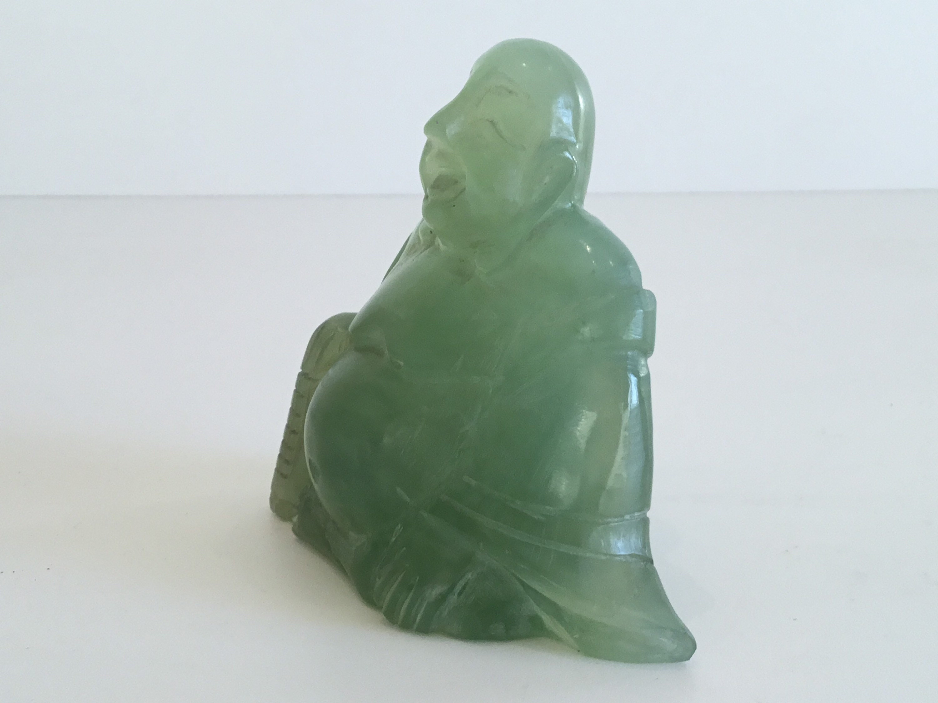 Buddha Sculpture in Serpentine Stone (1950s) Hand-Carved Chinese Figurine — photo 5 of 8