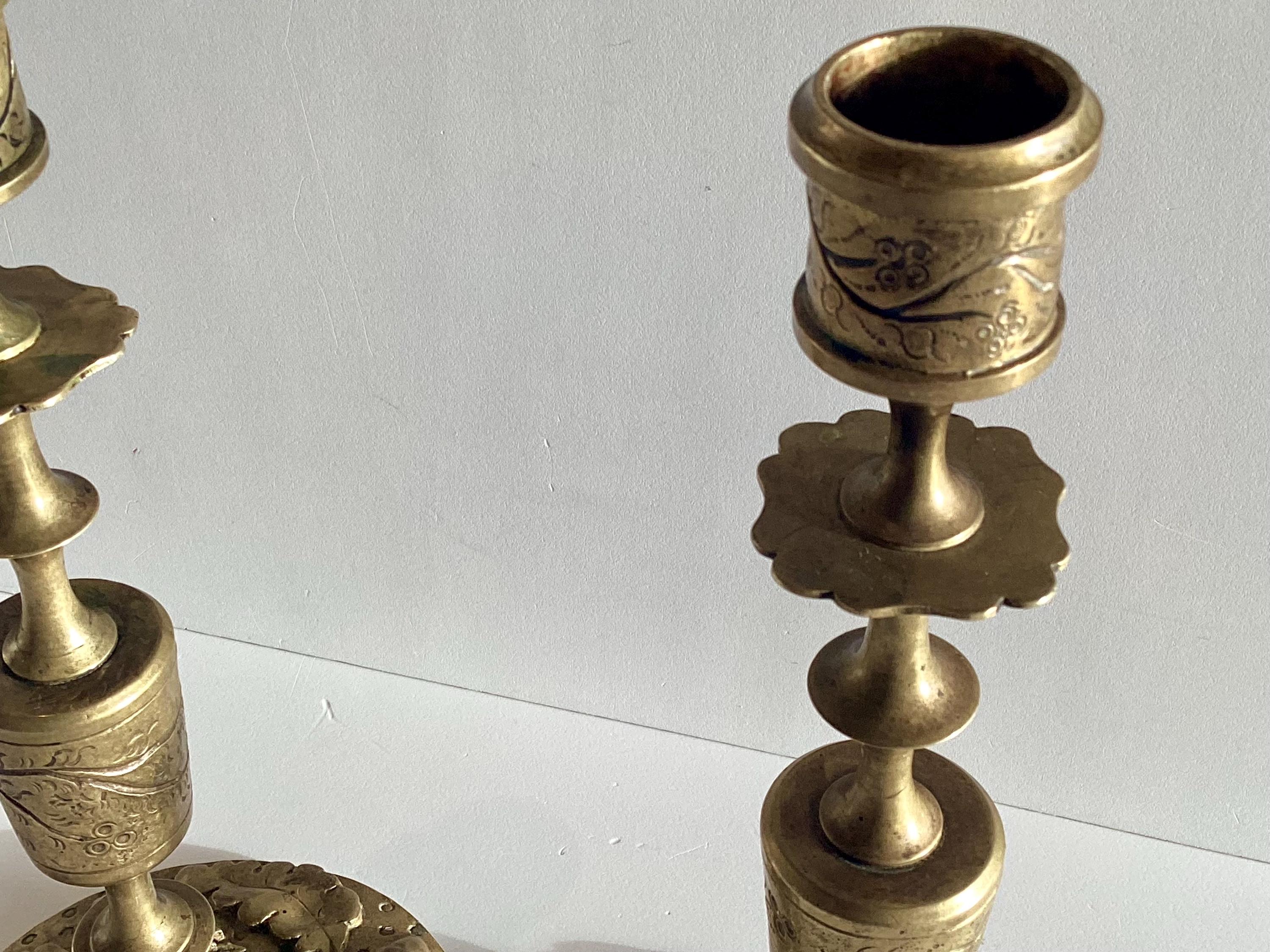 Antique Candlesticks – French Art Deco Bronze Pair with Leaf & Acorn Relief (1920s) — photo 7 of 10