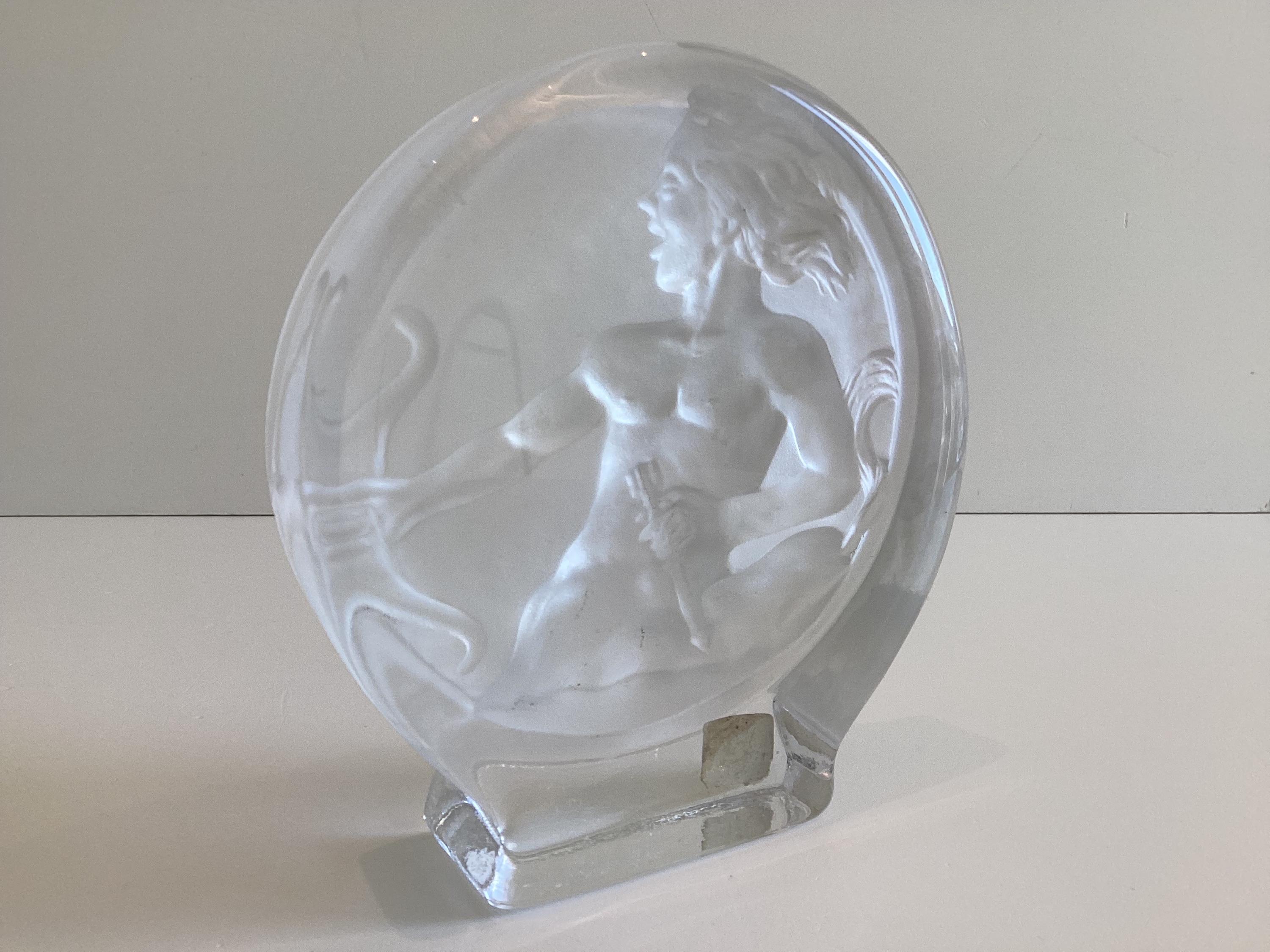 Vintage Crystal Medallion | Diana the Huntress, R. Gross Le Clairupt Baccarat, Frosted Relief — photo 11 of 11