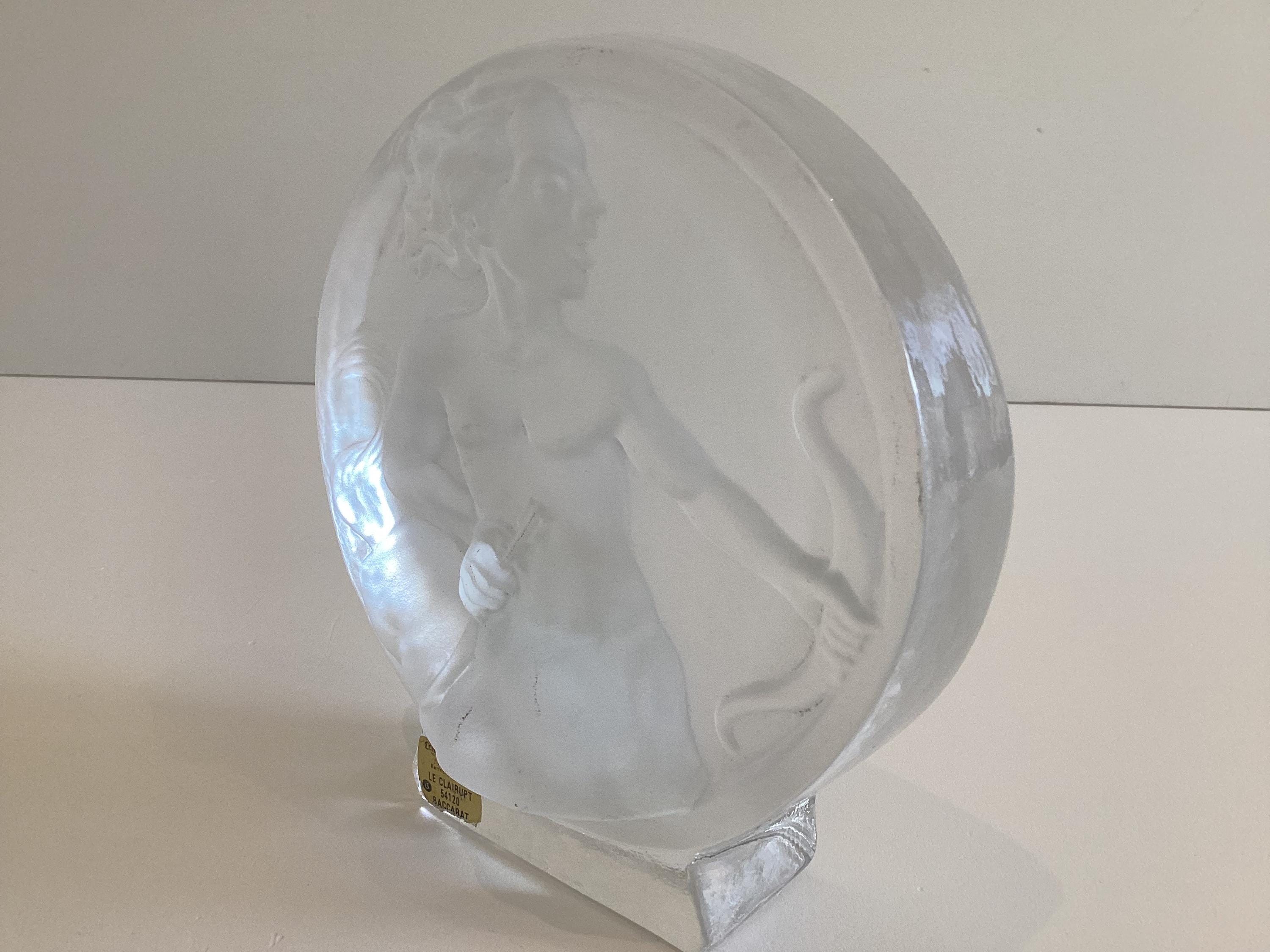 Vintage Crystal Medallion | Diana the Huntress, R. Gross Le Clairupt Baccarat, Frosted Relief — photo 8 of 11