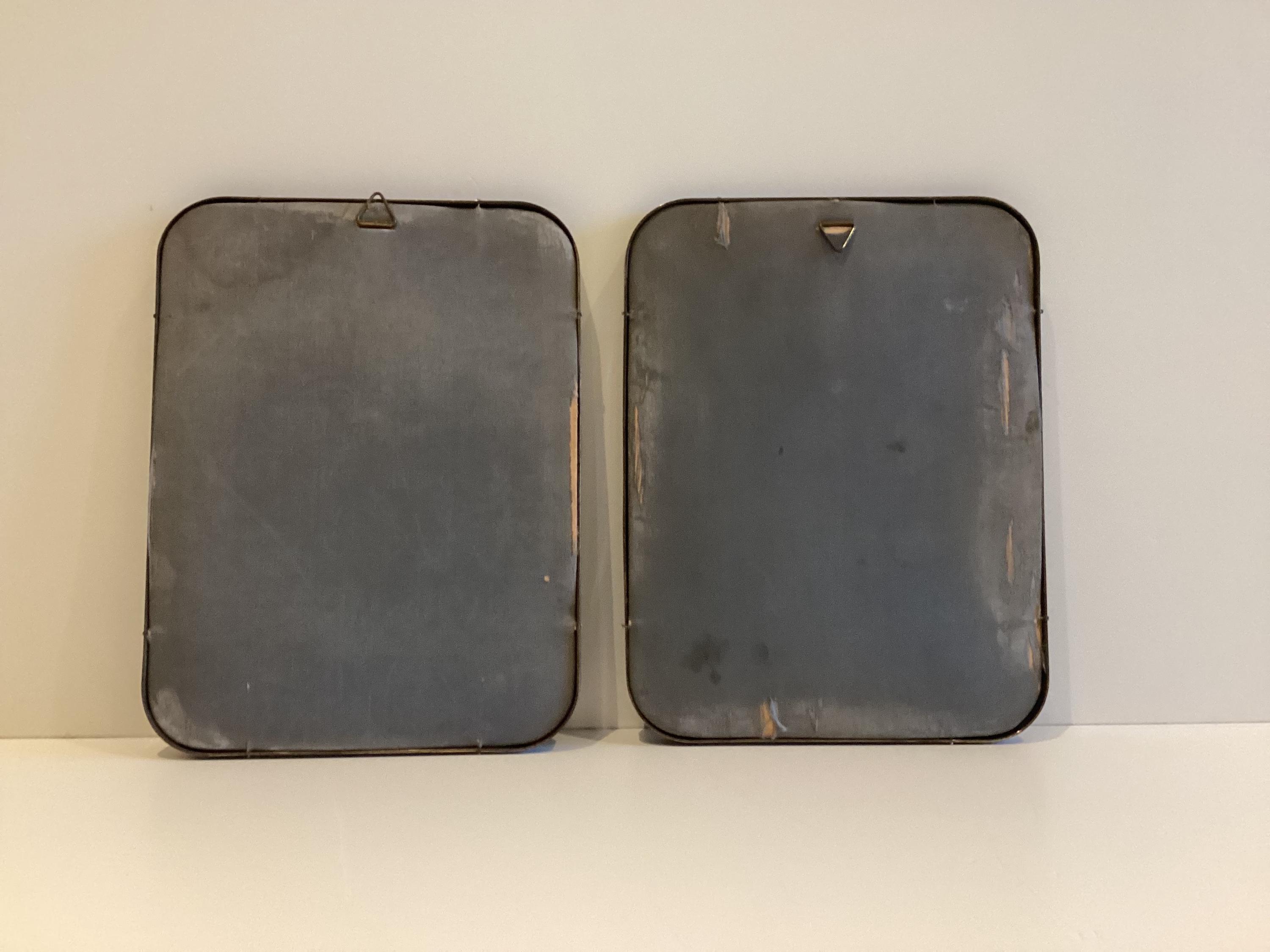 Antique Paintings Pair | J. Wandell 19th Century Oil on Celluloid, Brass Frame Landscapes — photo 10 of 10