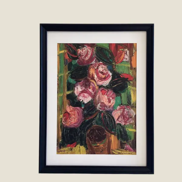 Vintage Serigrafia Cassinari | 1966 Fiori Materic Print, Framed with Passepartout