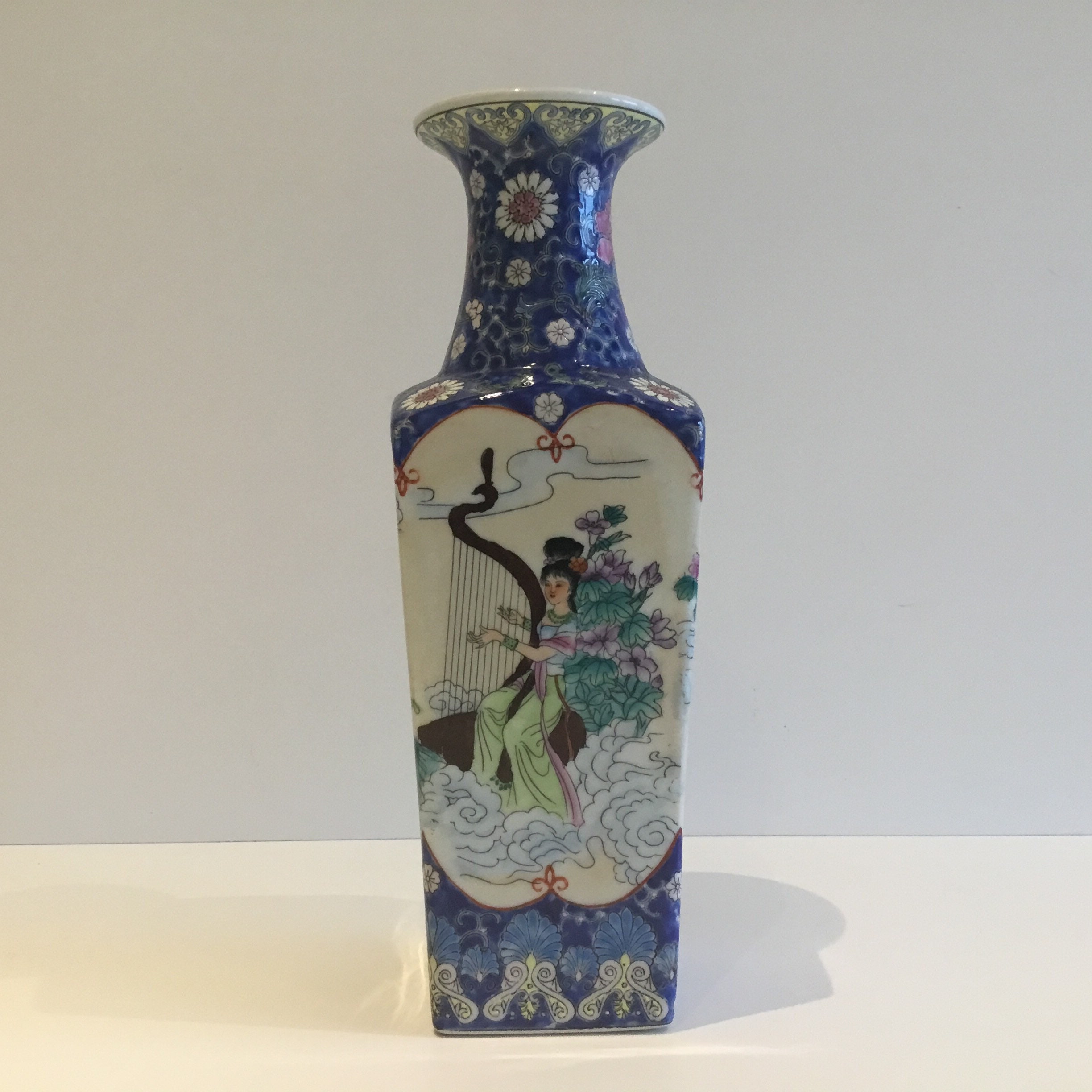 Vintage Chinese Vase | 1970s Hand Painted Floral and Ladies Motif, Zhongguo Zhi Zao — photo 5 of 8