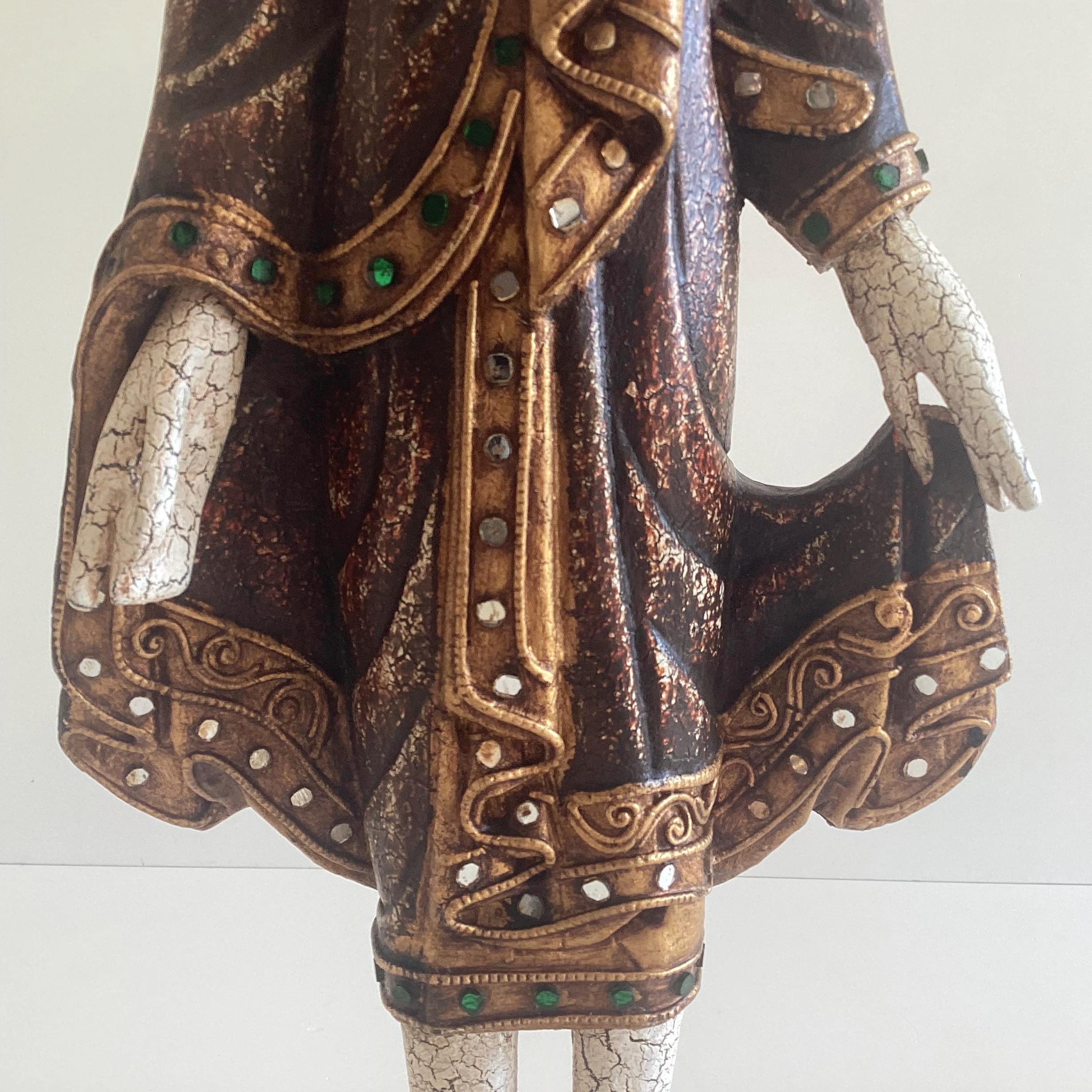 Buddha Sculpture – Thai Wooden Standing Buddha (1950s, Hand-Painted) — photo 9 of 11