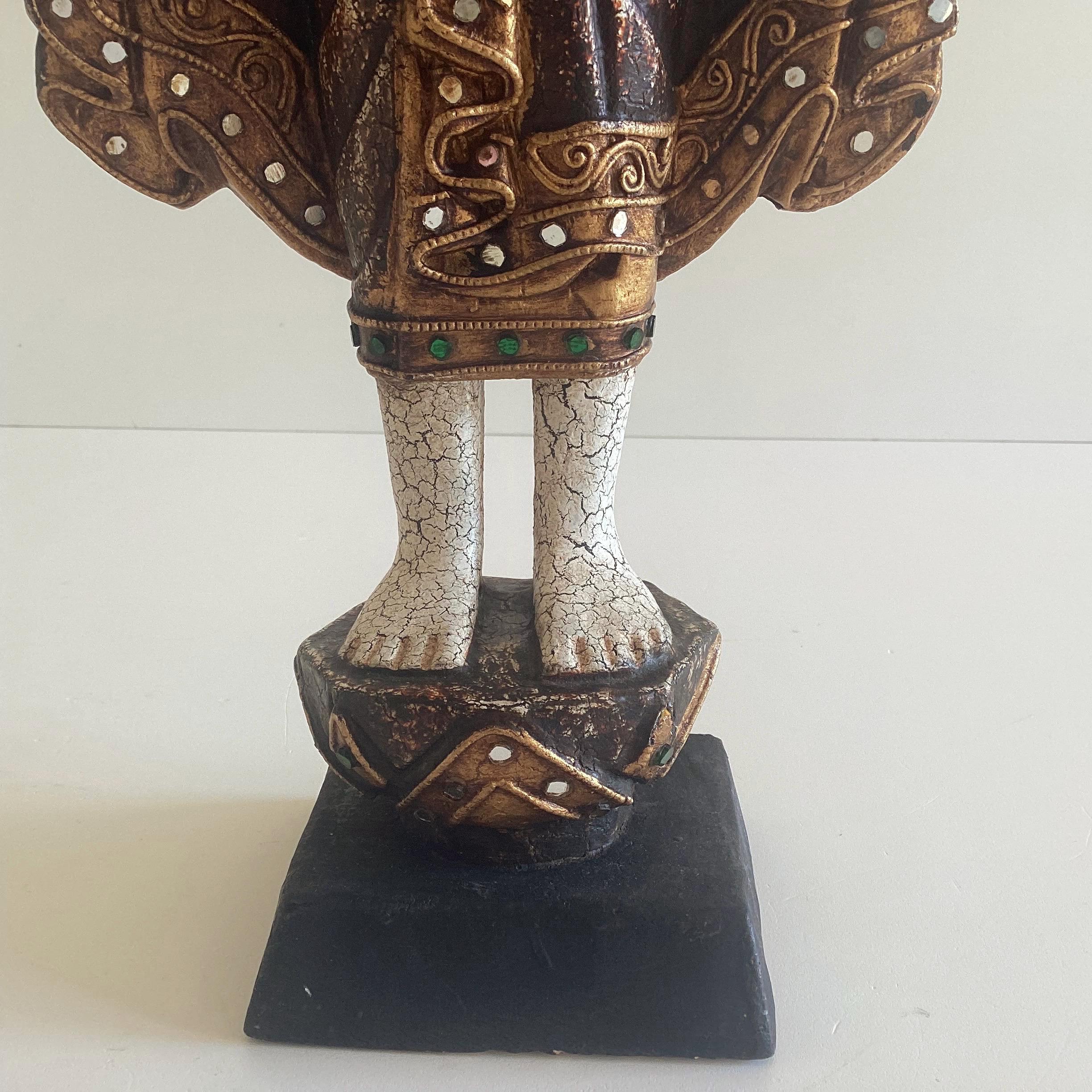 Buddha Sculpture – Thai Wooden Standing Buddha (1950s, Hand-Painted) — photo 10 of 11
