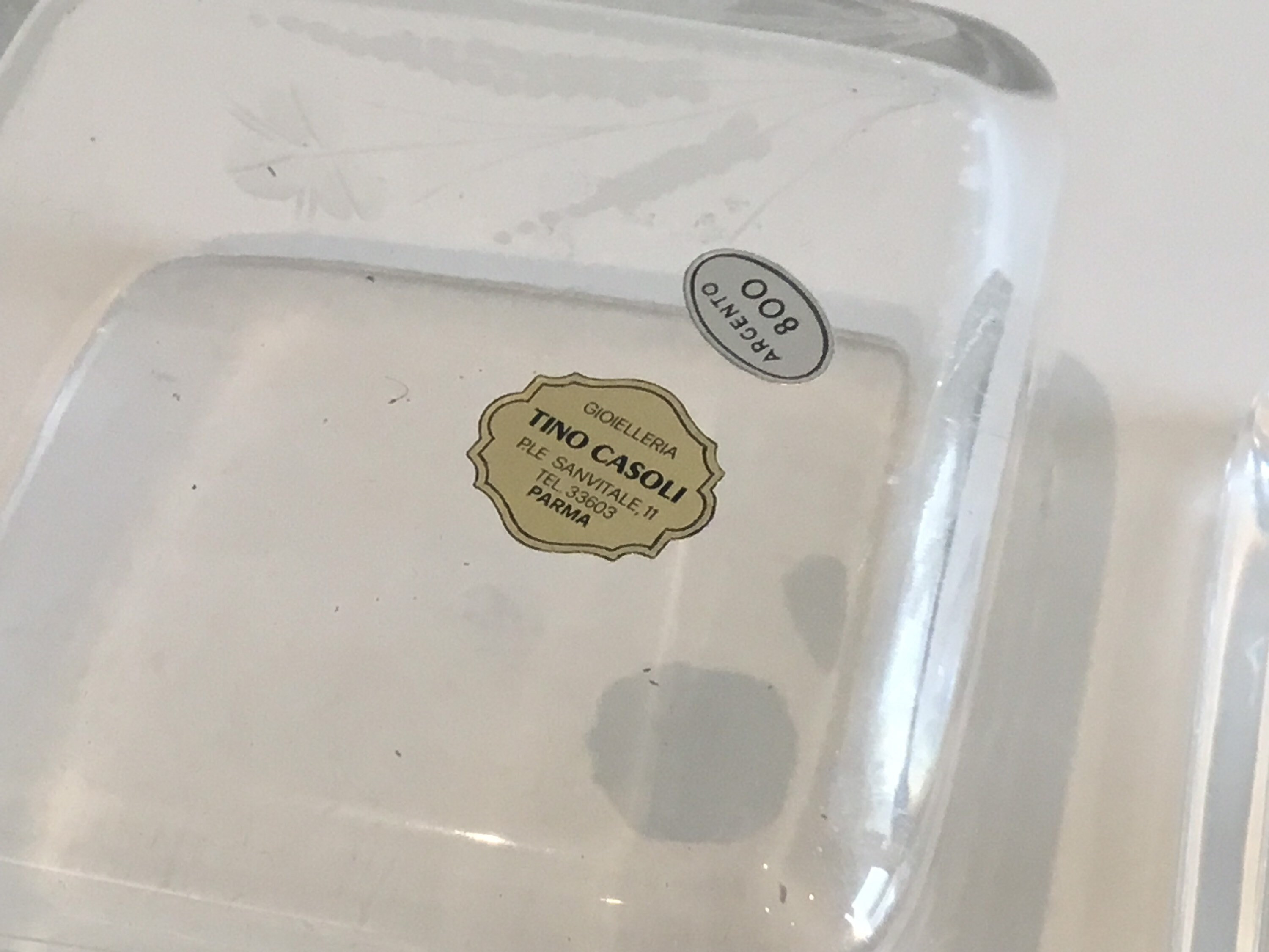 Vintage Crystal Box | 1970s Italy Hand Cut Floral, 800 Silver Knob — photo 11 of 11