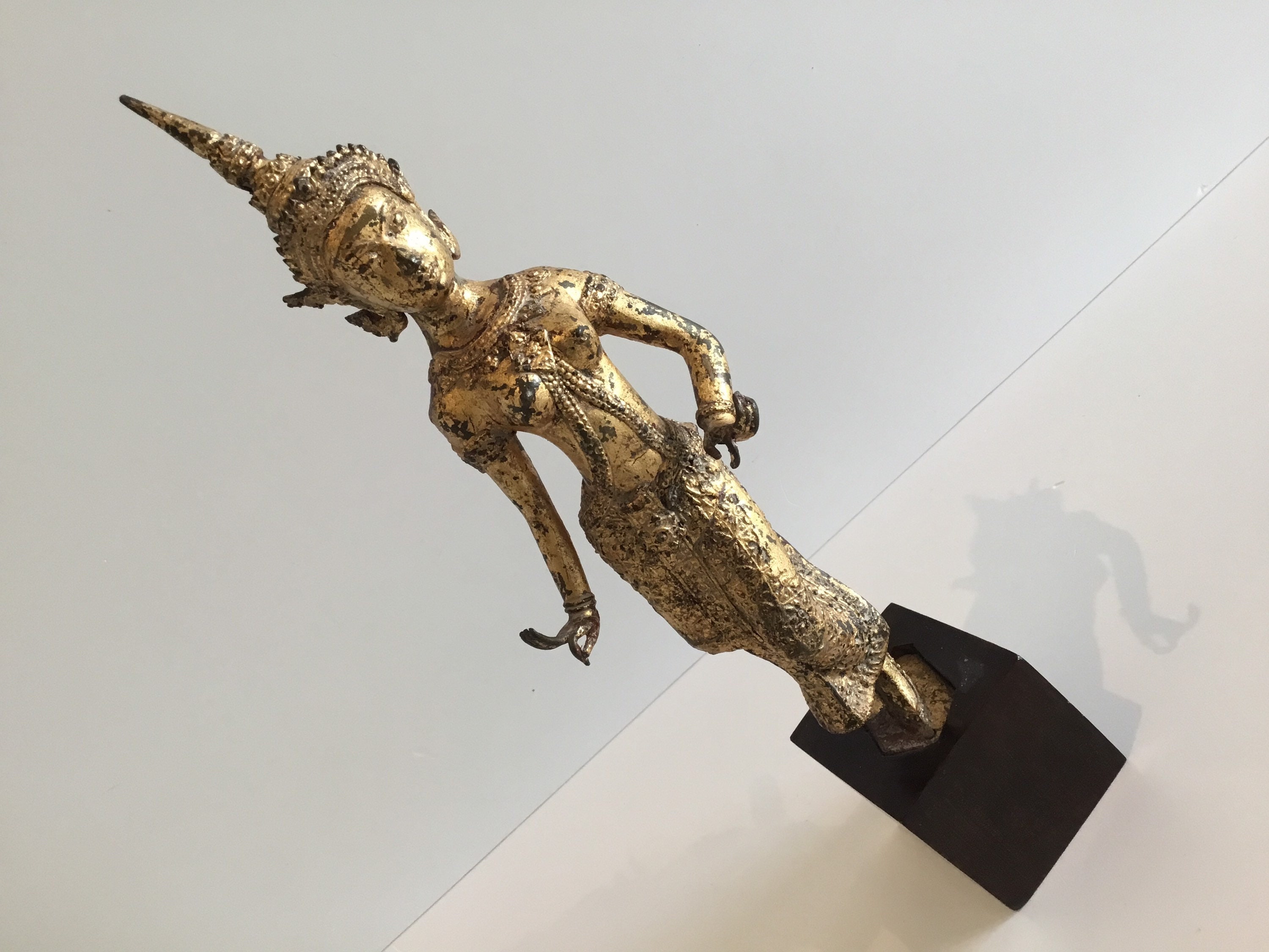 Bronze Statue Theppanom Temple Dancer Thailand 1900s Gilded Sculpture — photo 11 of 11