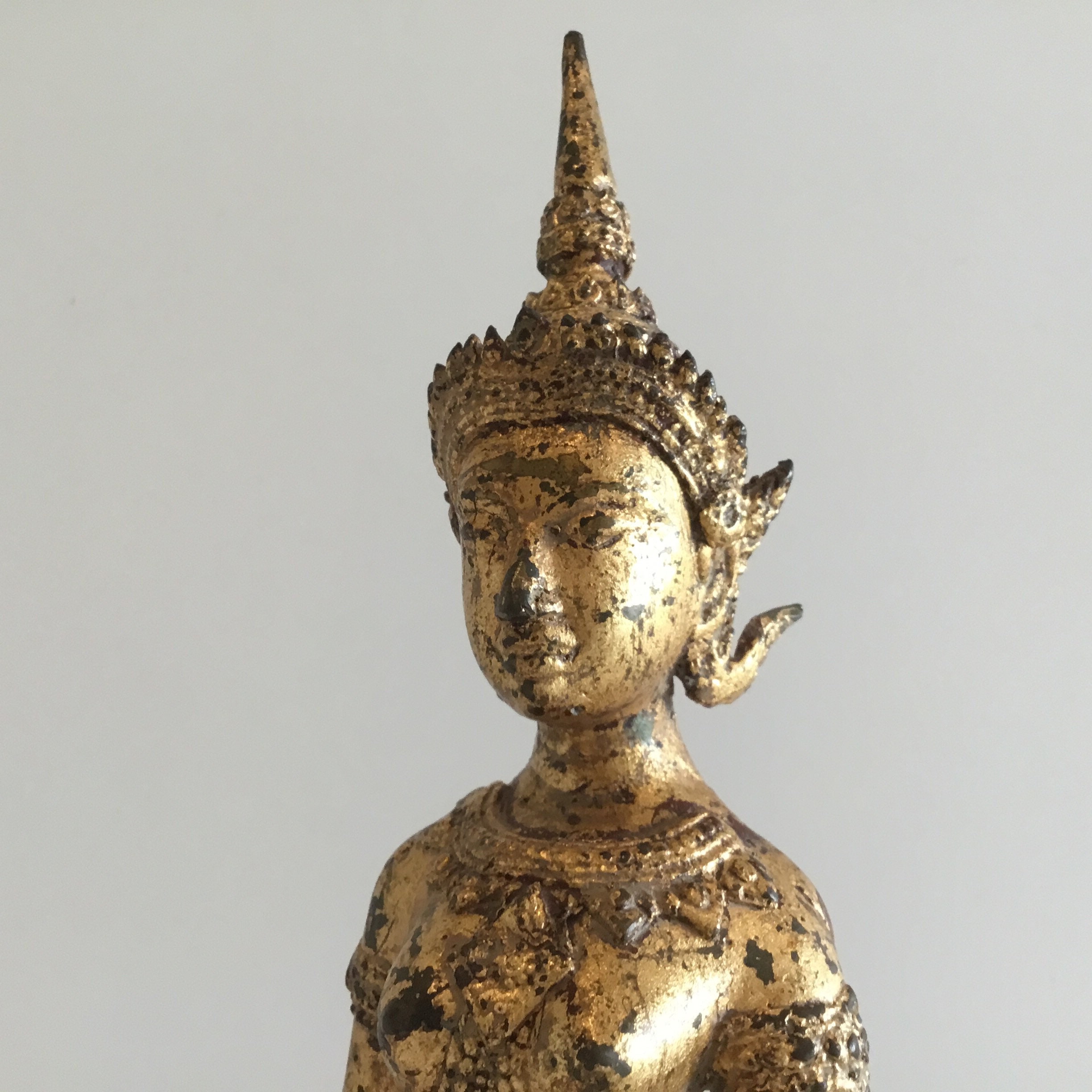 Bronze Statue Theppanom Temple Dancer Thailand 1900s Gilded Sculpture — photo 6 of 11