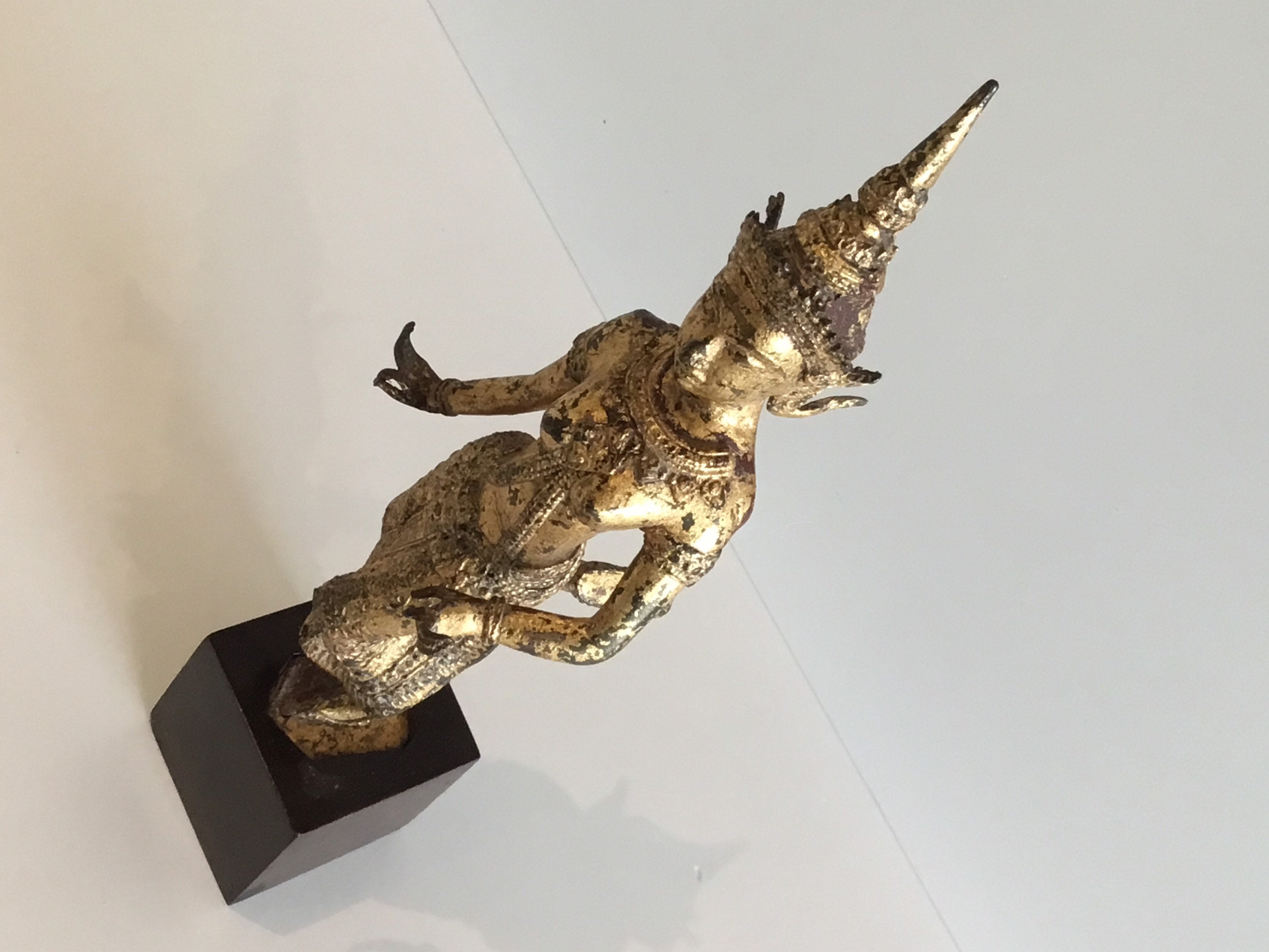 Bronze Statue Theppanom Temple Dancer Thailand 1900s Gilded Sculpture — photo 10 of 11