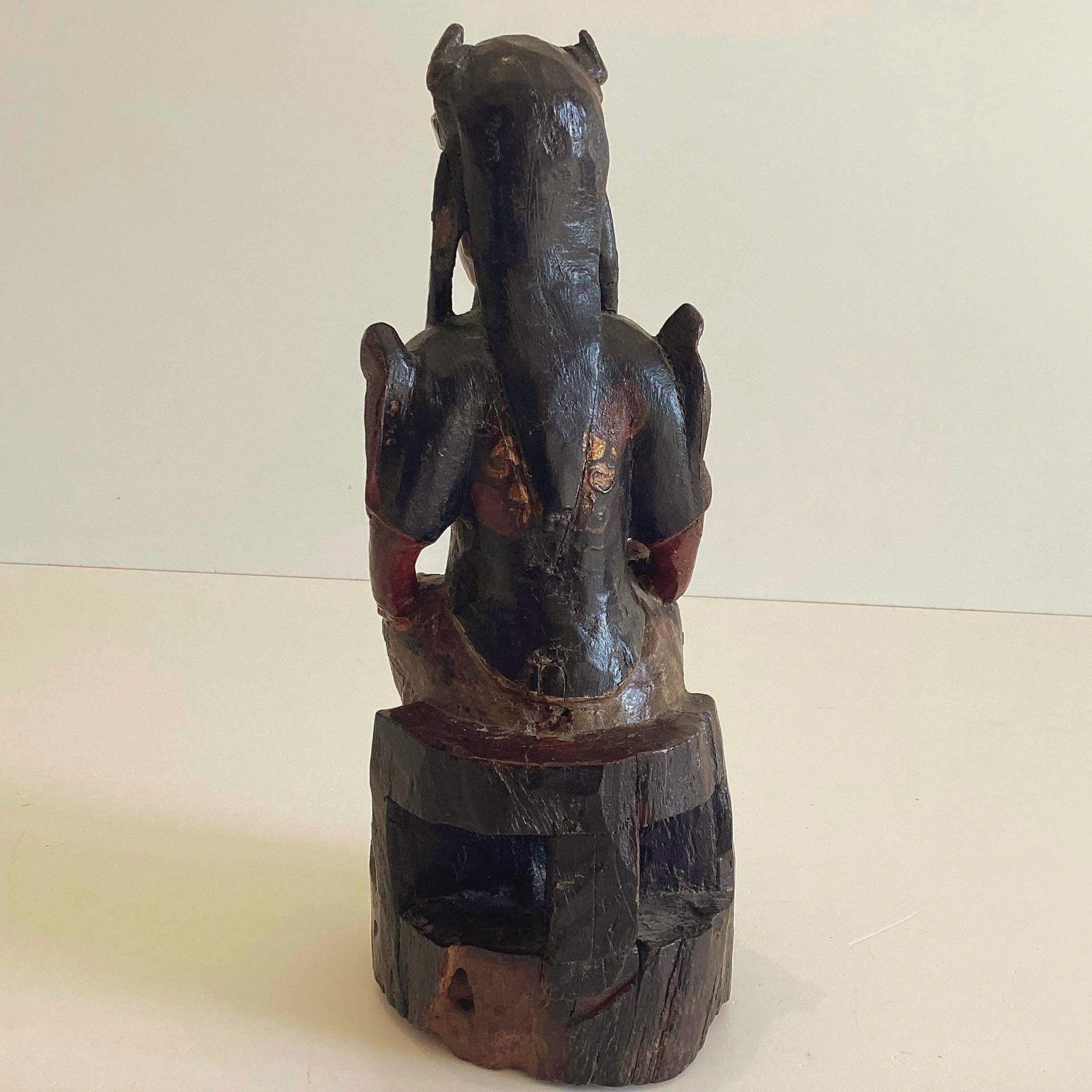 Antique Wooden Statue | Ming Dynasty 1600s Chinese Sculpture, Seated Dignitary Figure — photo 6 of 10