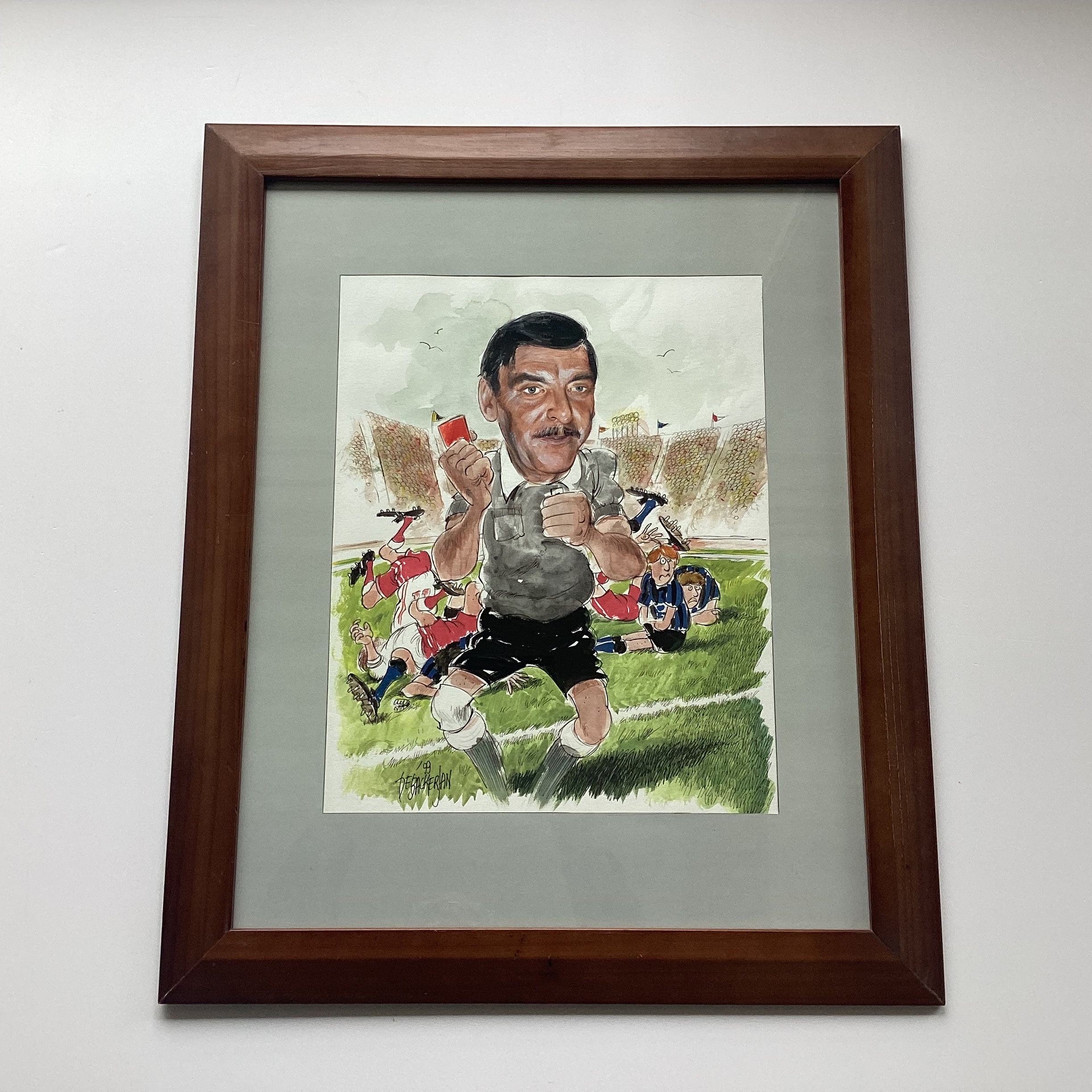 Vintage Art | Caricature 1999  De Backer Jean Belgium, Hand Painted Mixed Media Framed — photo 2 of 8
