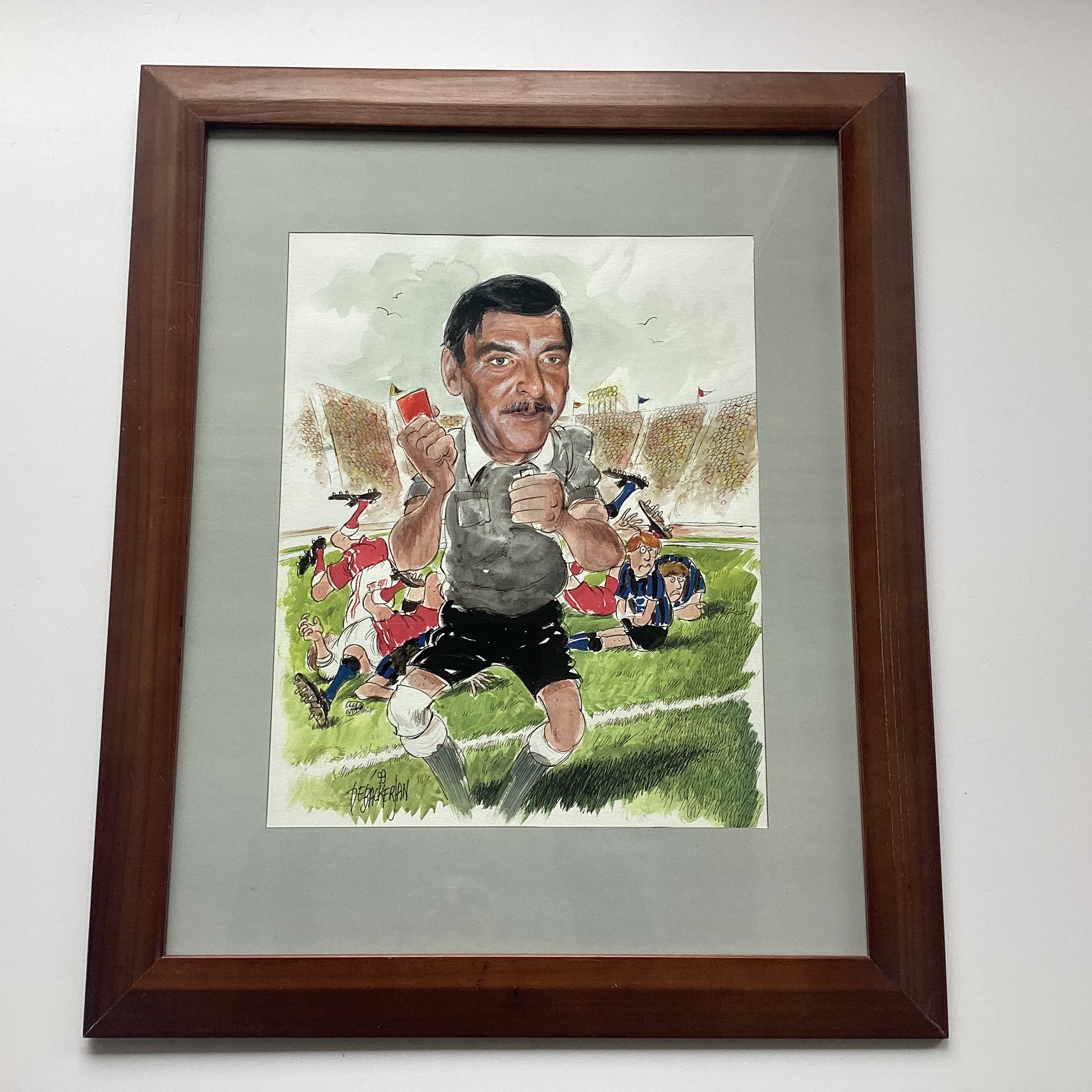 Vintage Art | Caricature 1999  De Backer Jean Belgium, Hand Painted Mixed Media Framed — photo 3 of 8