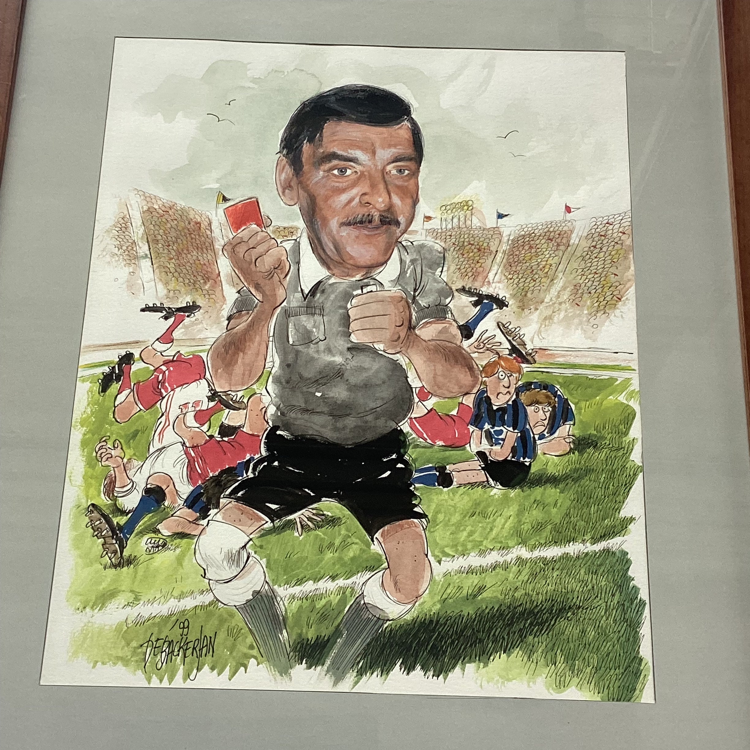 Vintage Art | Caricature 1999  De Backer Jean Belgium, Hand Painted Mixed Media Framed — photo 4 of 8
