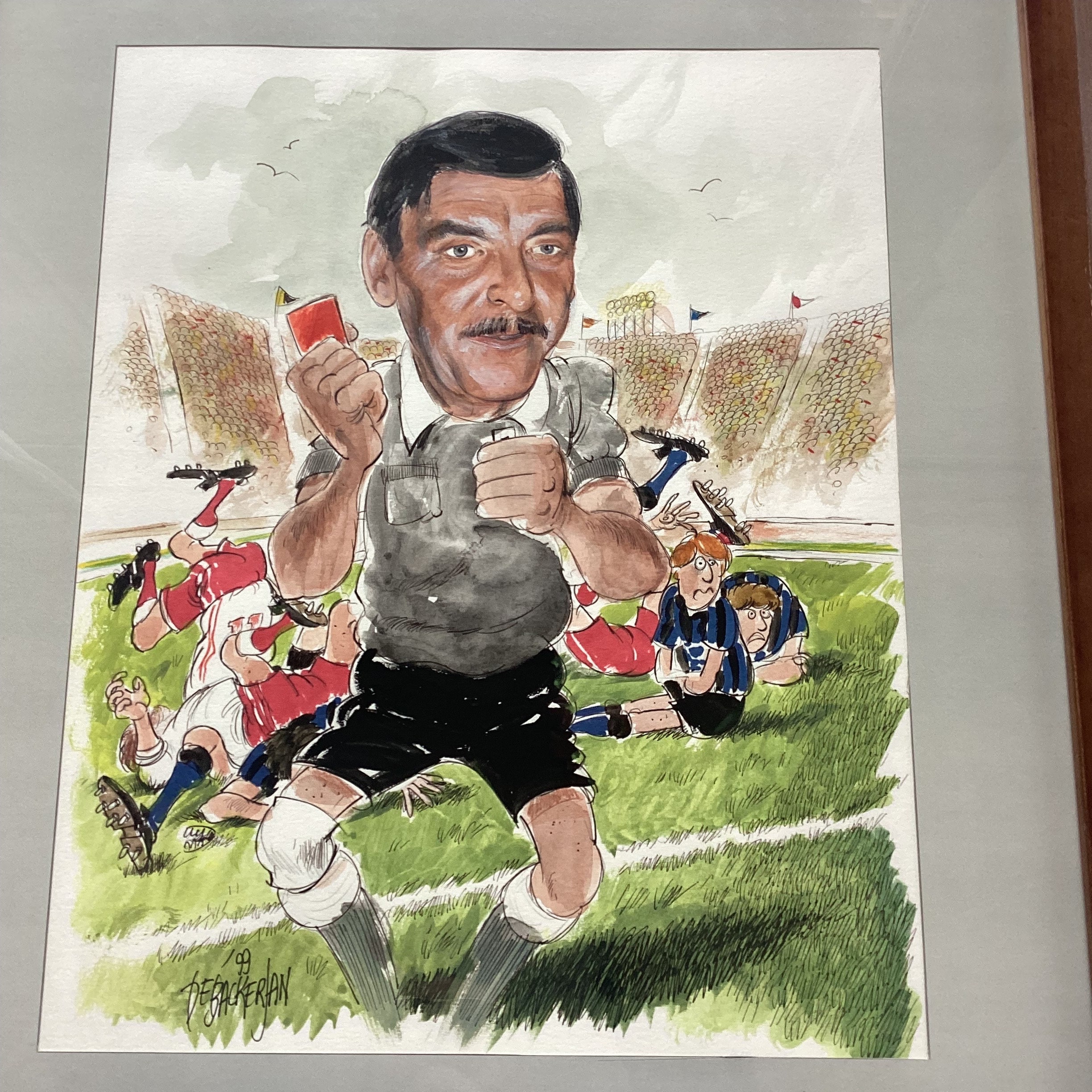 Vintage Art | Caricature 1999  De Backer Jean Belgium, Hand Painted Mixed Media Framed — photo 5 of 8
