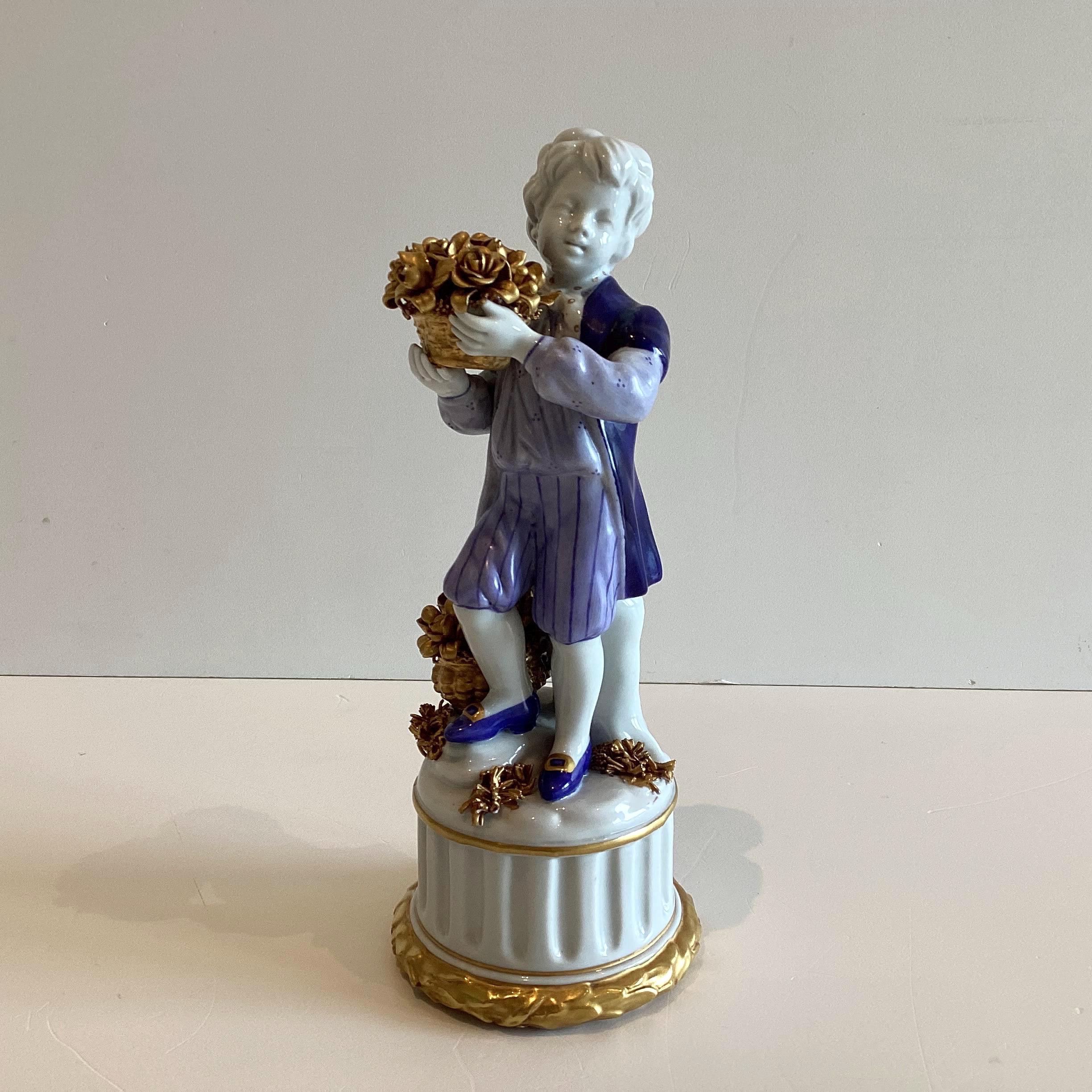 Antique Porcelain Figurine | San Marco Nove Italy 1900s, Hand Painted Enamel & Gold — photo 2 of 11