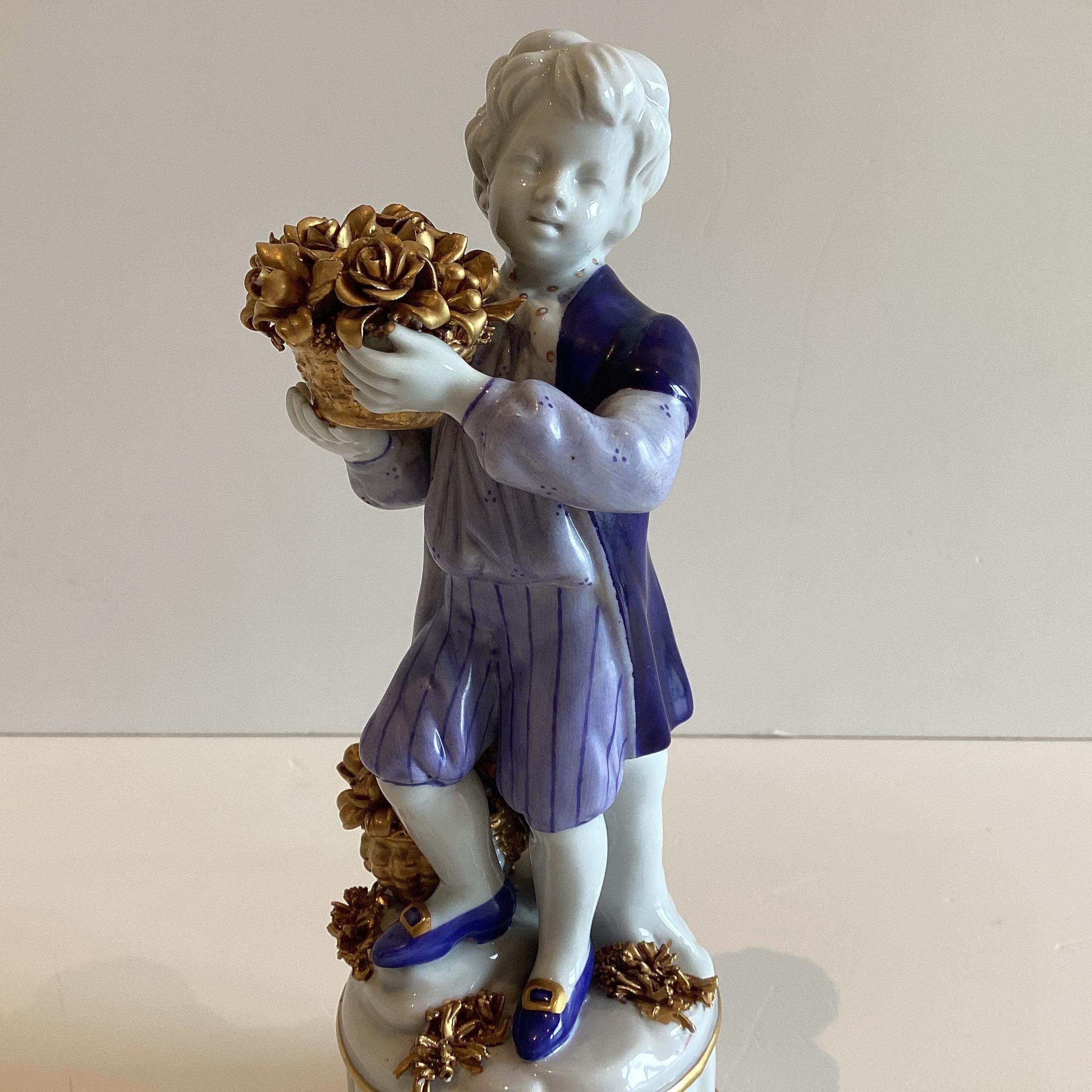 Antique Porcelain Figurine | San Marco Nove Italy 1900s, Hand Painted Enamel & Gold — photo 3 of 11
