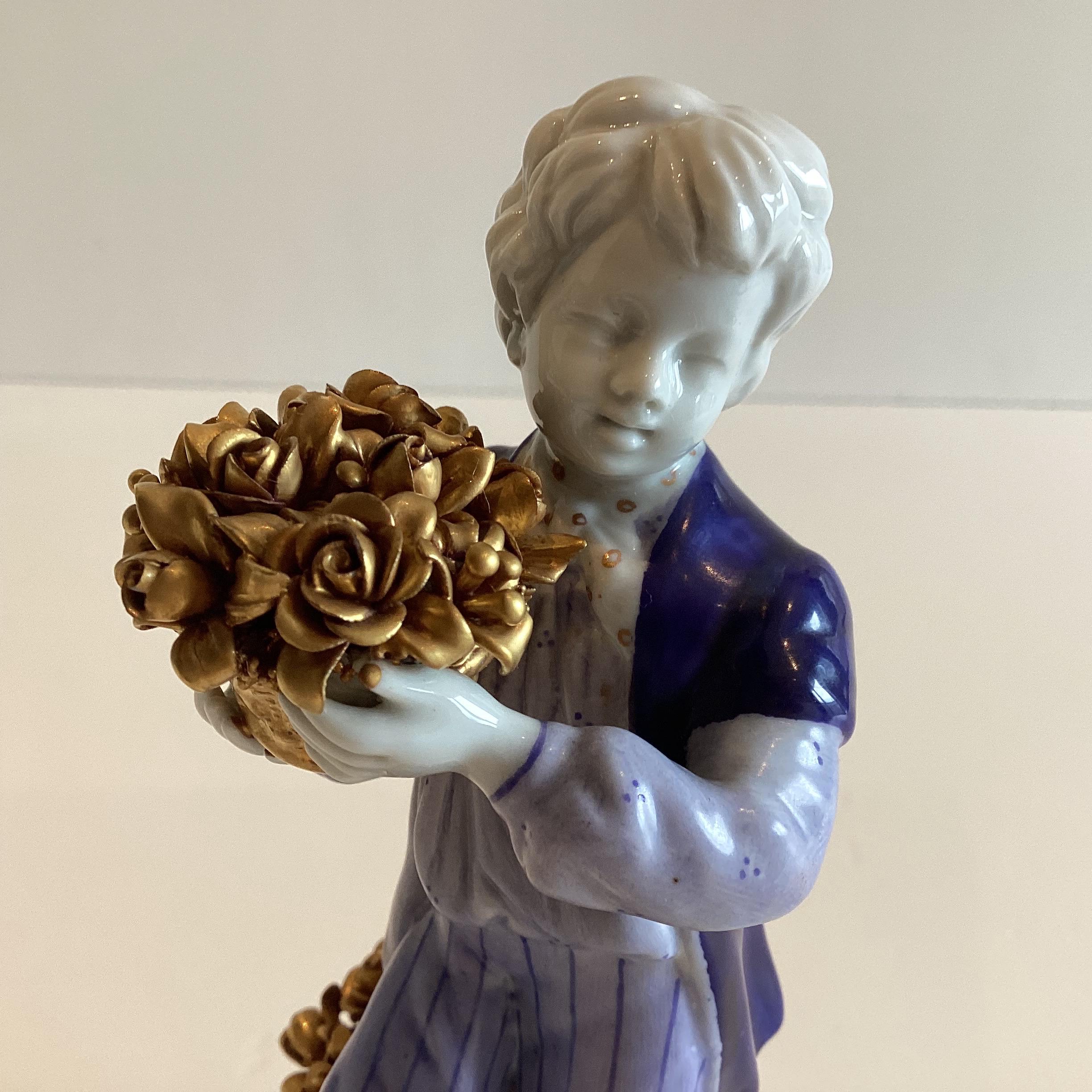 Antique Porcelain Figurine | San Marco Nove Italy 1900s, Hand Painted Enamel & Gold — photo 4 of 11