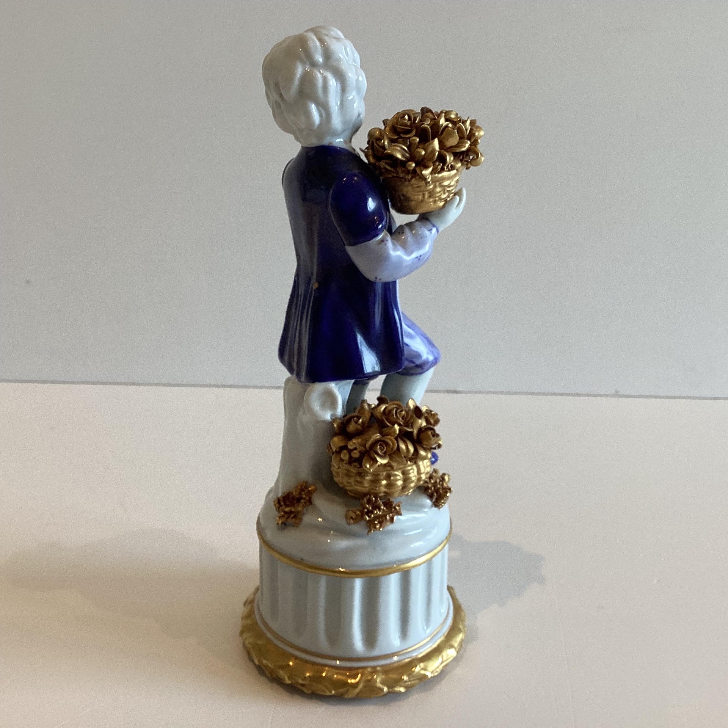 Antique Porcelain Figurine | San Marco Nove Italy 1900s, Hand Painted Enamel & Gold — photo 8 of 11