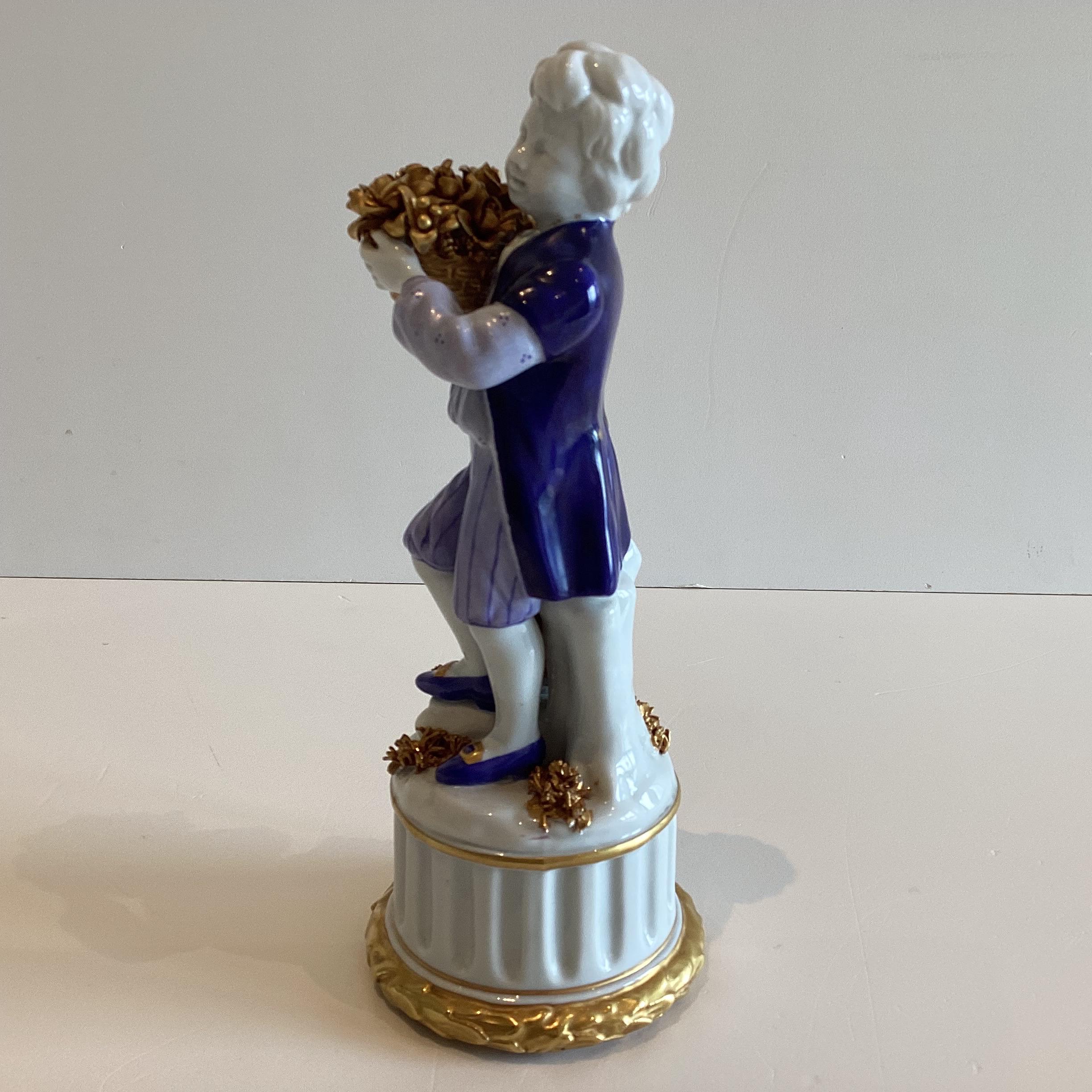 Antique Porcelain Figurine | San Marco Nove Italy 1900s, Hand Painted Enamel & Gold — photo 9 of 11