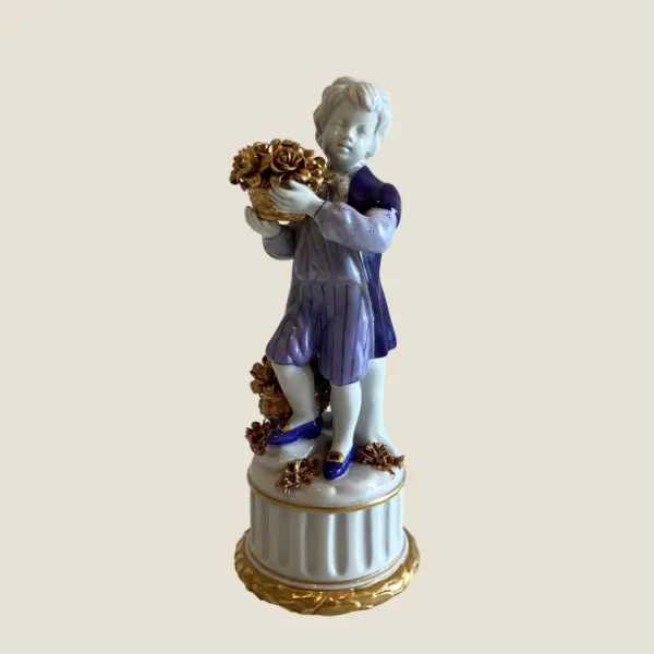 Antique Porcelain Figurine | San Marco Nove Italy 1900s, Hand Painted Enamel & Gold