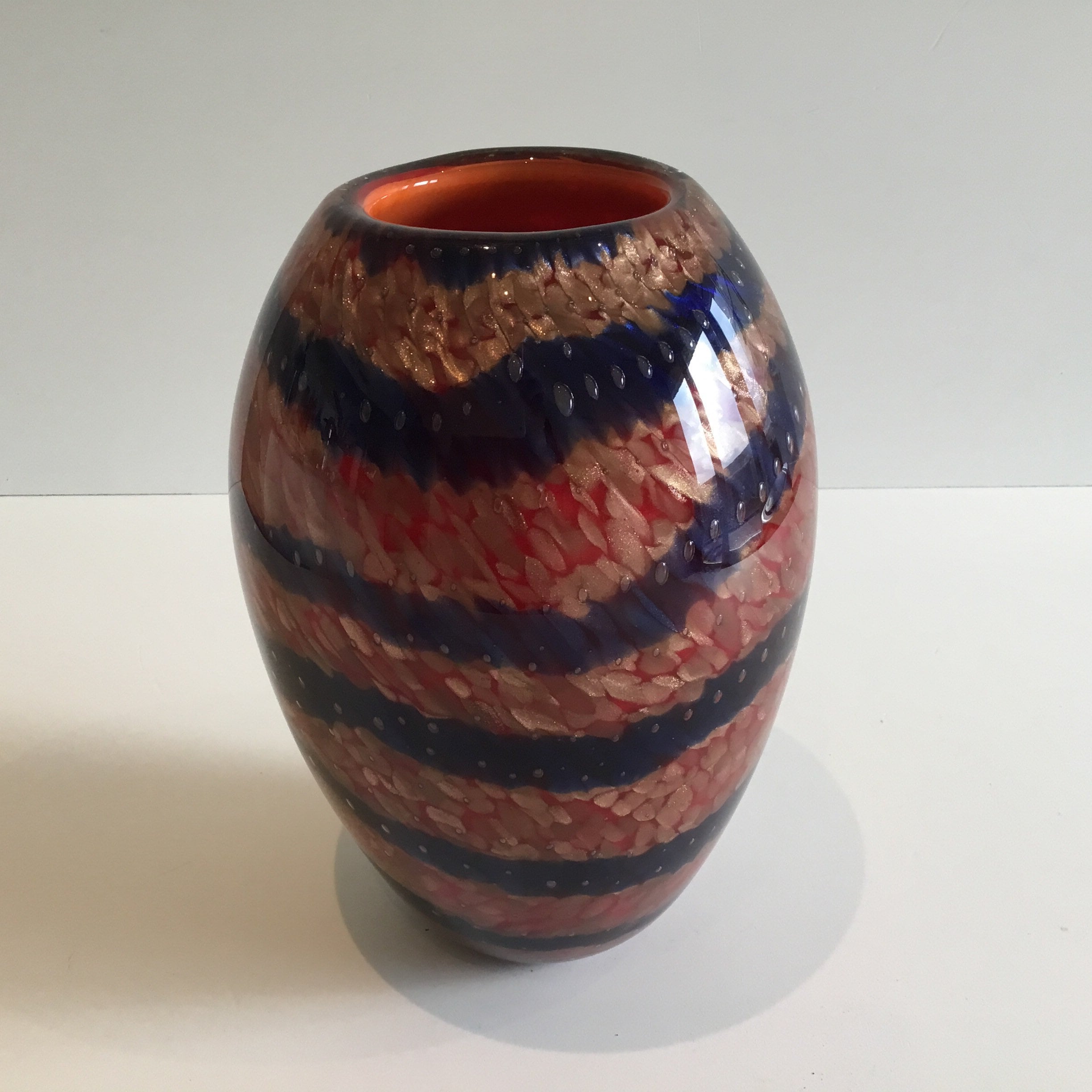 Murano Glass Vase Sommerso Aventurine Heavy Vintage Art Glass Italy 1960s — photo 2 of 8