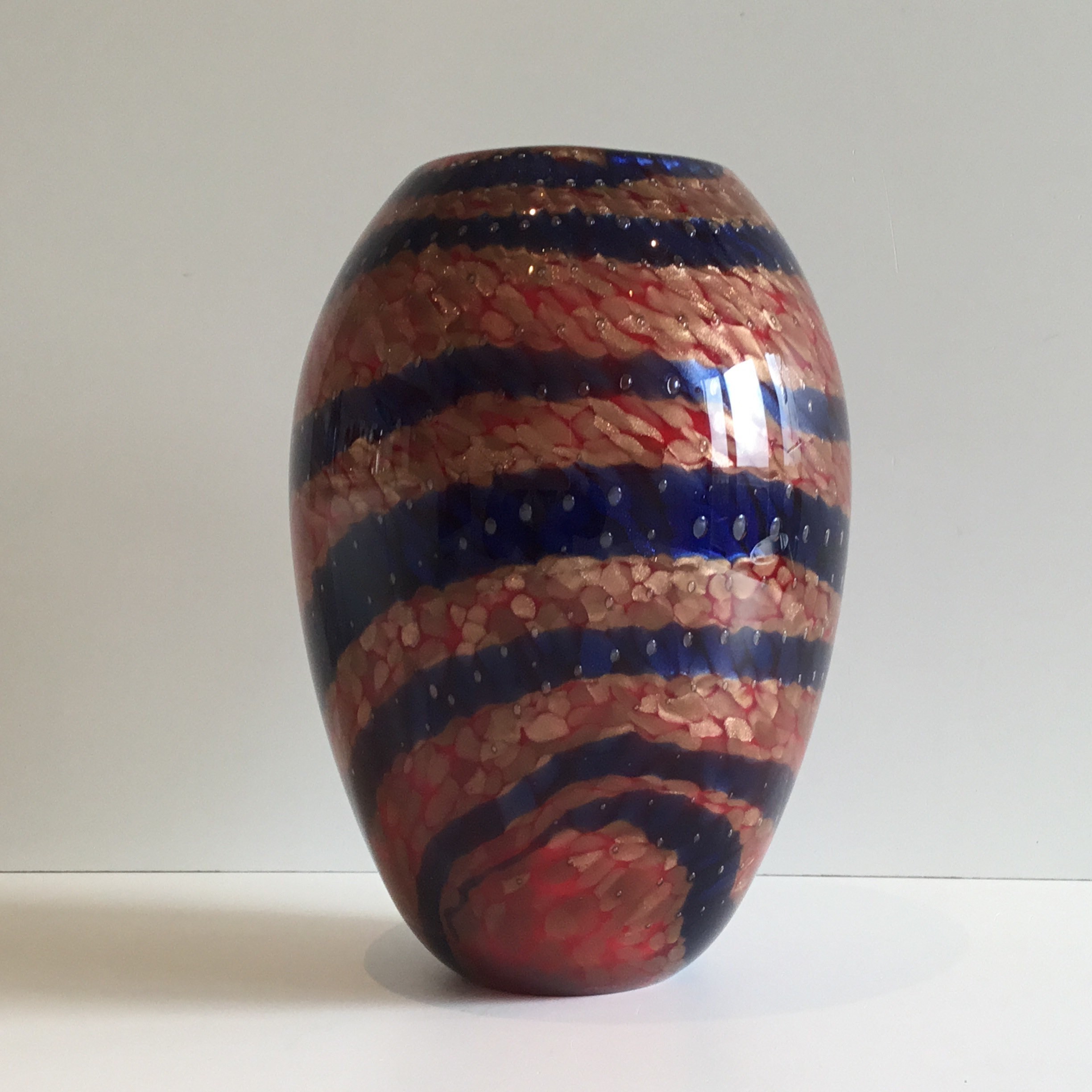 Murano Glass Vase Sommerso Aventurine Heavy Vintage Art Glass Italy 1960s — photo 3 of 8