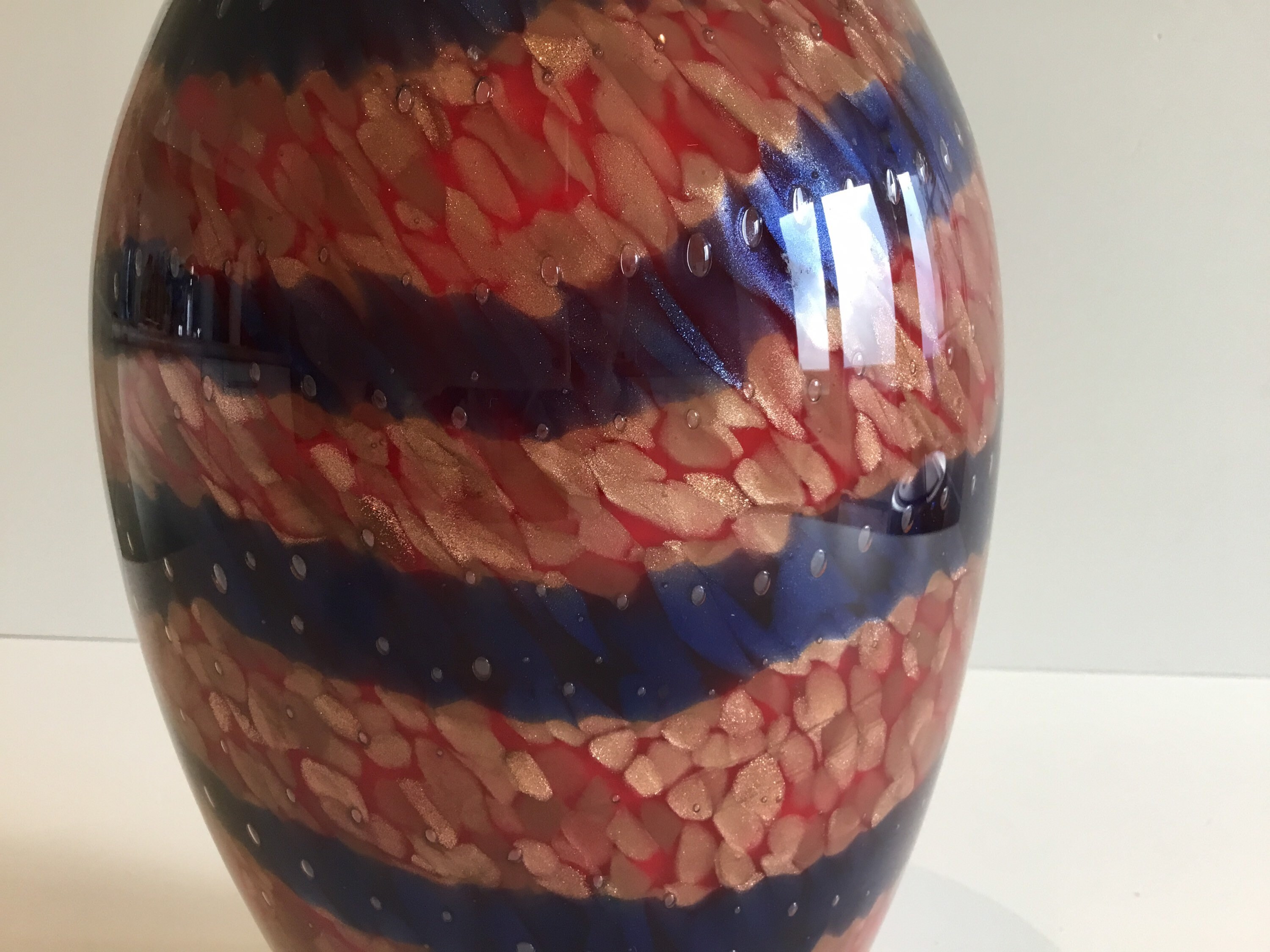 Murano Glass Vase Sommerso Aventurine Heavy Vintage Art Glass Italy 1960s — photo 6 of 8