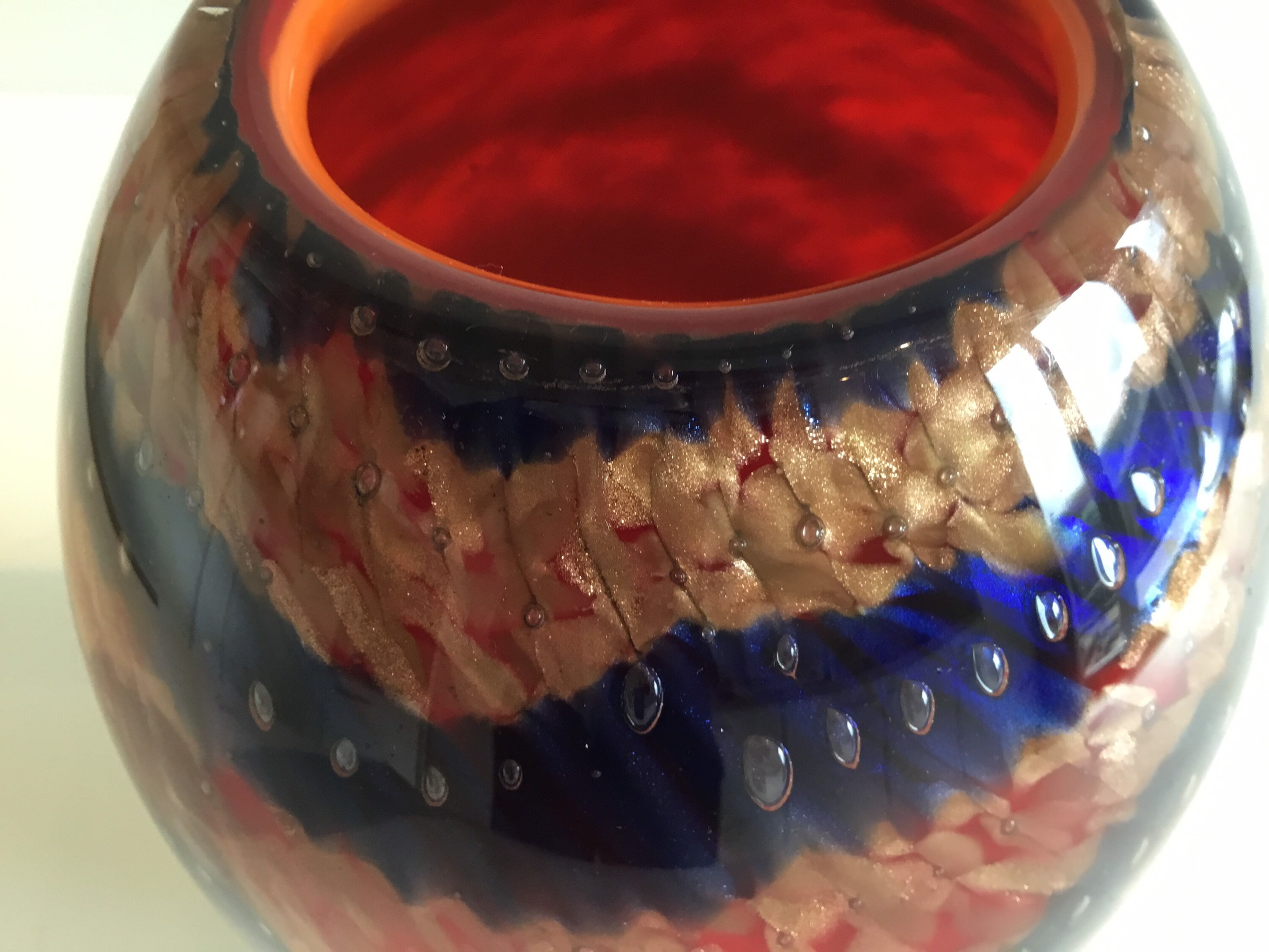 Murano Glass Vase Sommerso Aventurine Heavy Vintage Art Glass Italy 1960s — photo 7 of 8