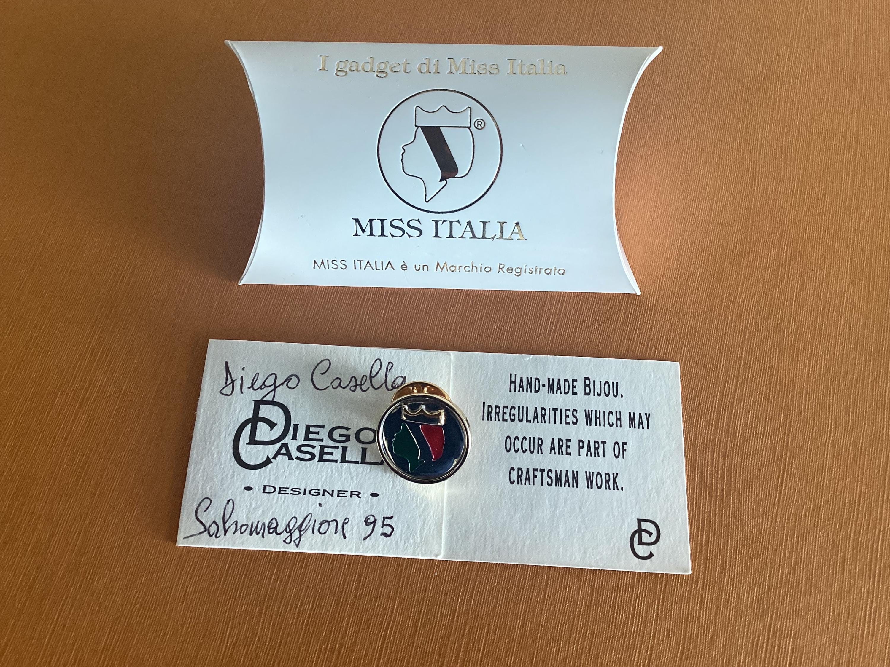 Vintage Pin | Official Miss Italia 1995 Diego Casella-Pc-1954 Rhodium Brooch 24k Gold & 1000 — photo 3 of 11